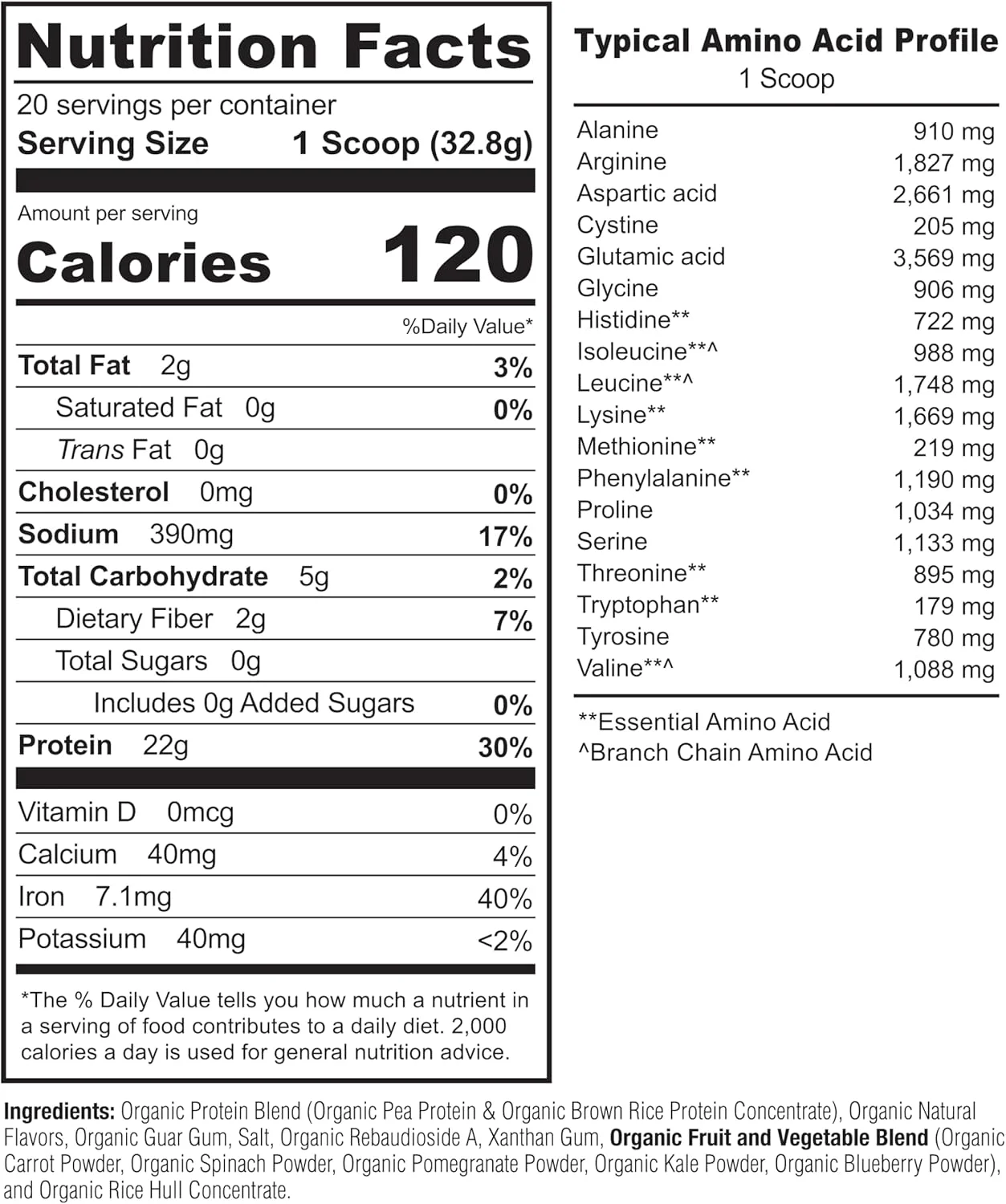 پودر پروتئین گیاهی NATURELO، وانیلی، 22 گرم پروتئین - غیر GMO، وگان، بدون گلوتن، لبنیات یا سویا - بدون طعم دهنده های مصنوعی، رنگ های مصنوعی، مواد نگهدارنده یا افزودنی - 20 سروینگ