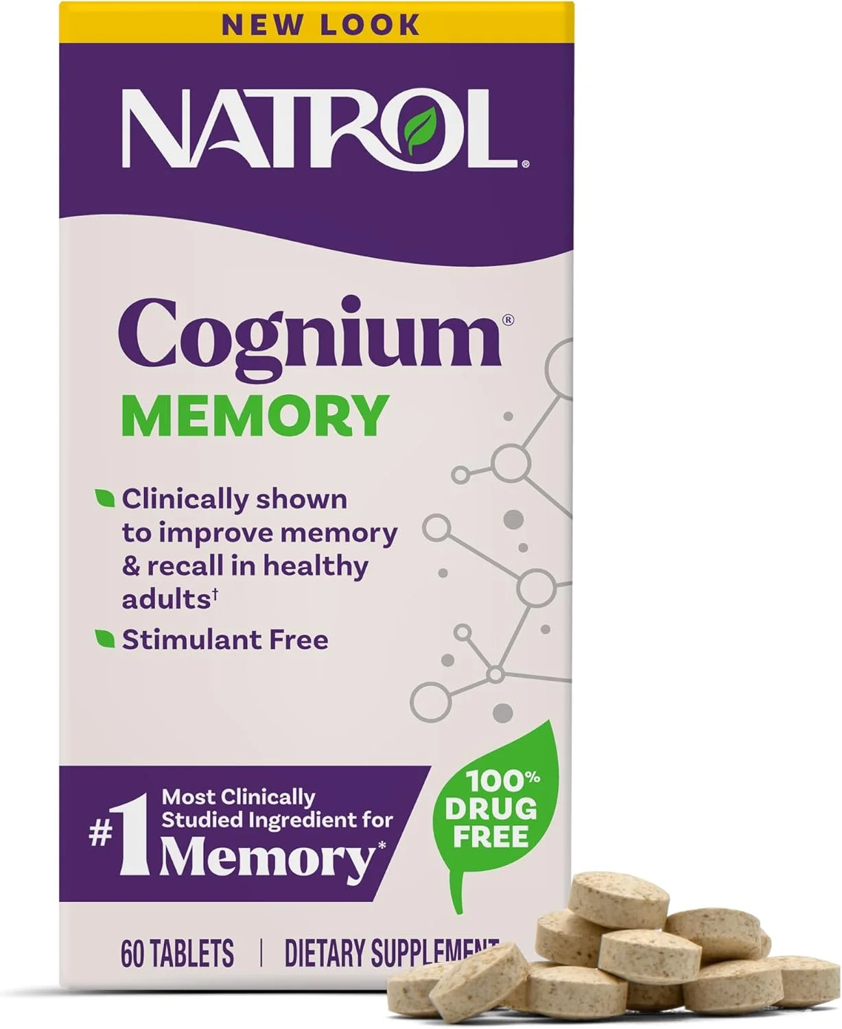 ناترول Cognium Memory، مکمل های سلامت مغز برای بزرگسالان، مکمل های حافظه مغز، افزایش چابکی ذهنی در بزرگسالان سالم، 60 قرص، تا 30 روز