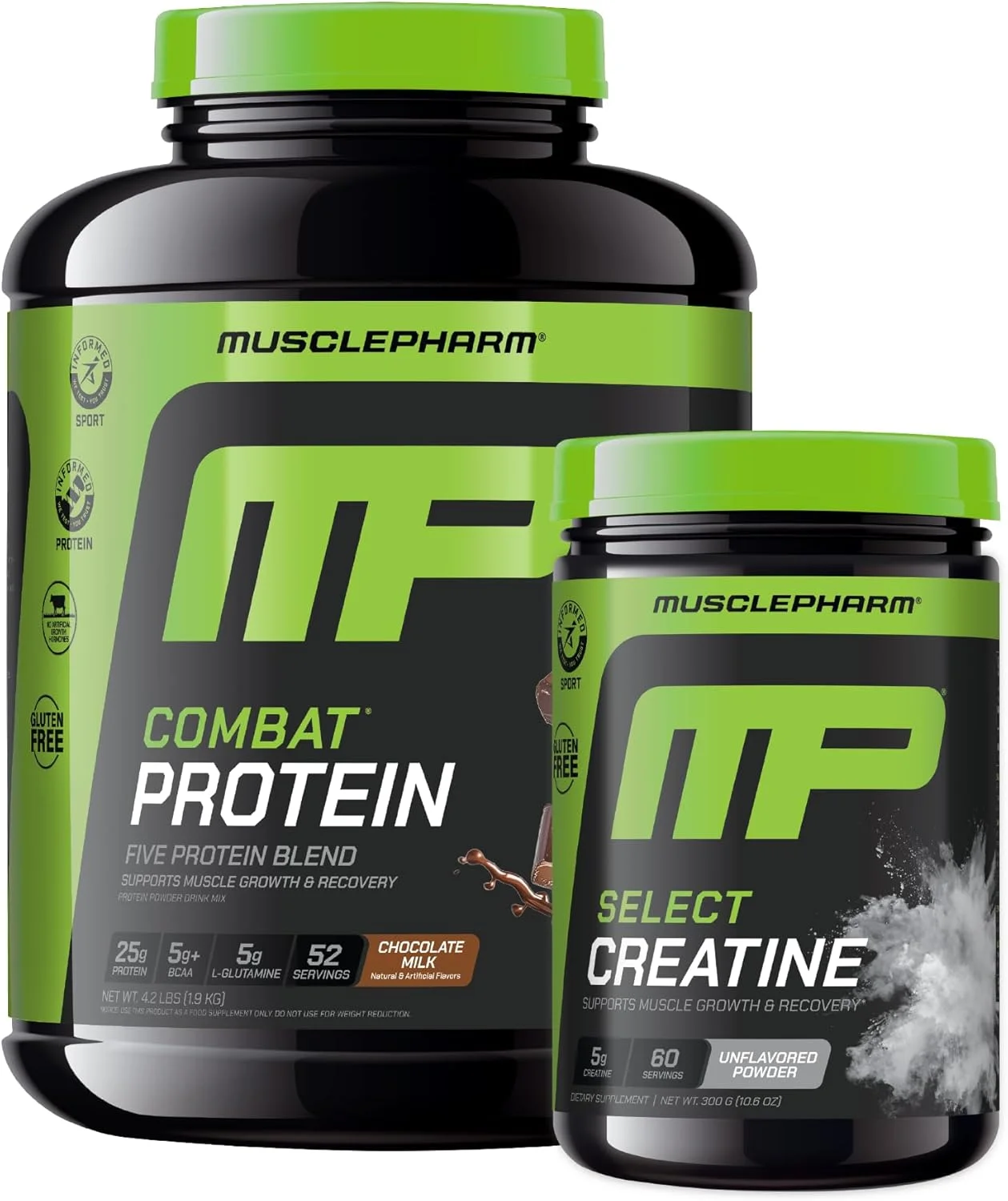 پروتئین شکلاتی کامبت ماسل فارم 4 پوندی و کراتین مونوهیدرات خالص ماسل فارم