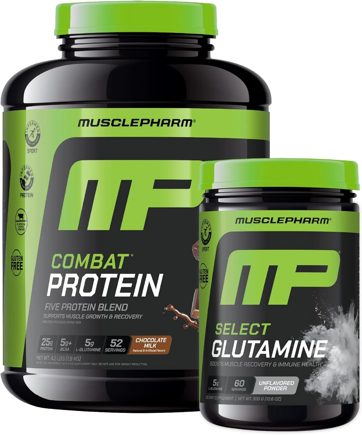 پروتئین کامبت شکلاتی ماسل فارم 4 پوندی به همراه ال-گلوتامین خالص ماسل فارم