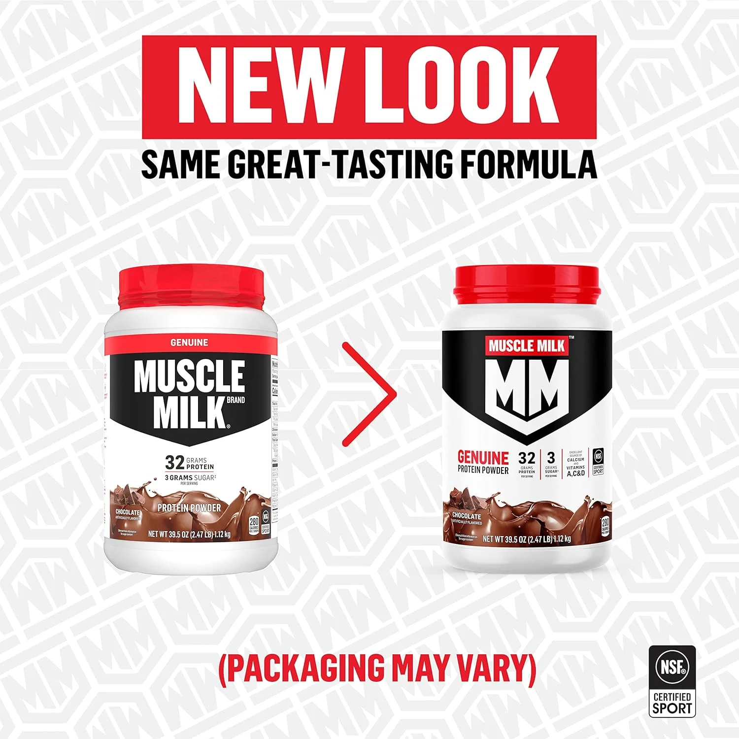 پودر پروتئین Muscle Milk Genuine، کرم وانیلی، 1.12 کیلوگرم، 16 سروینگ، 32 گرم پروتئین، 2 گرم شکر، کلسیم، ویتامین های A، C و D، دارای گواهی NSF برای ورزش، میان وعده انرژی زا، بسته بندی ممکن است متفاوت باشد