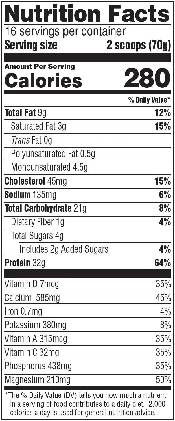 پودر پروتئین اصیل Muscle Milk، کرم موز، 1.12 کیلوگرم، 16 سروینگ، 32 گرم پروتئین، 2 گرم شکر، کلسیم، ویتامین های A، C و D، دارای گواهی NSF برای ورزش، میان وعده انرژی زا، بسته بندی ممکن است متفاوت باشد