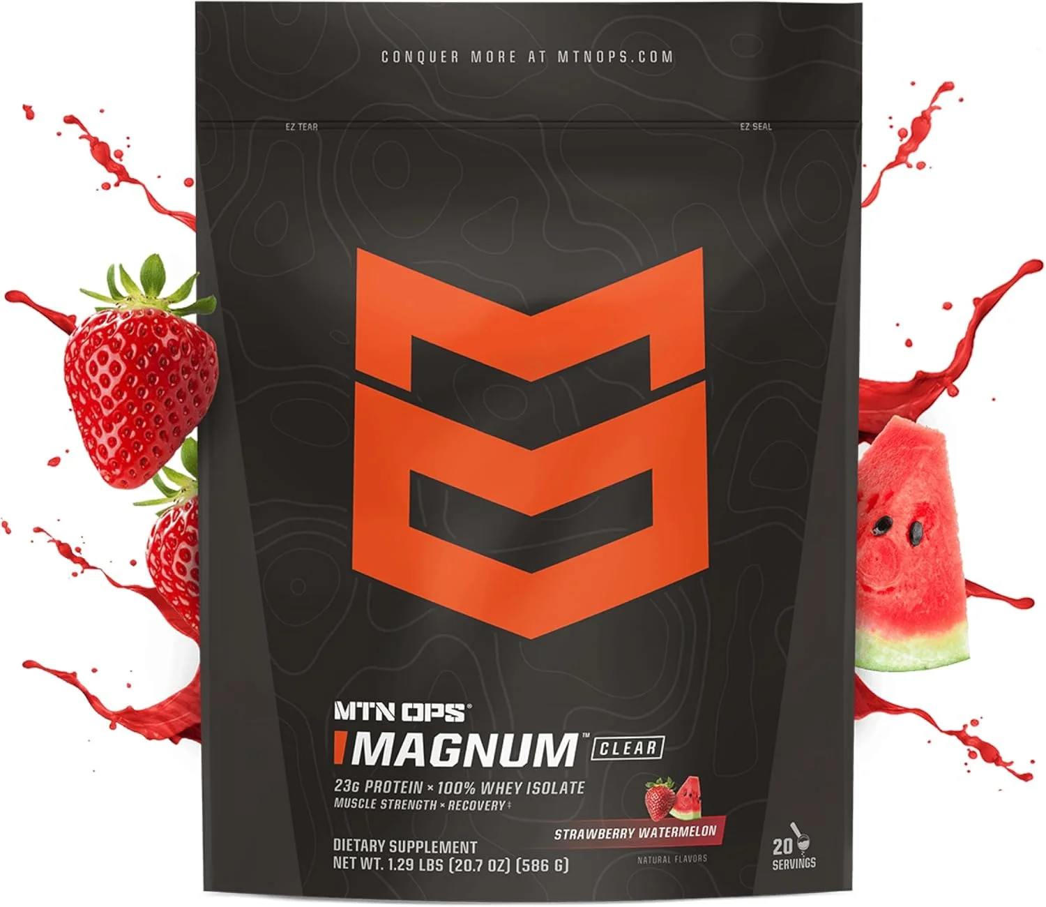 MTN OPS Magnum Clear با طعم هندوانه توت فرنگی و BCAA با طعم دراگون فروت توت فرنگی