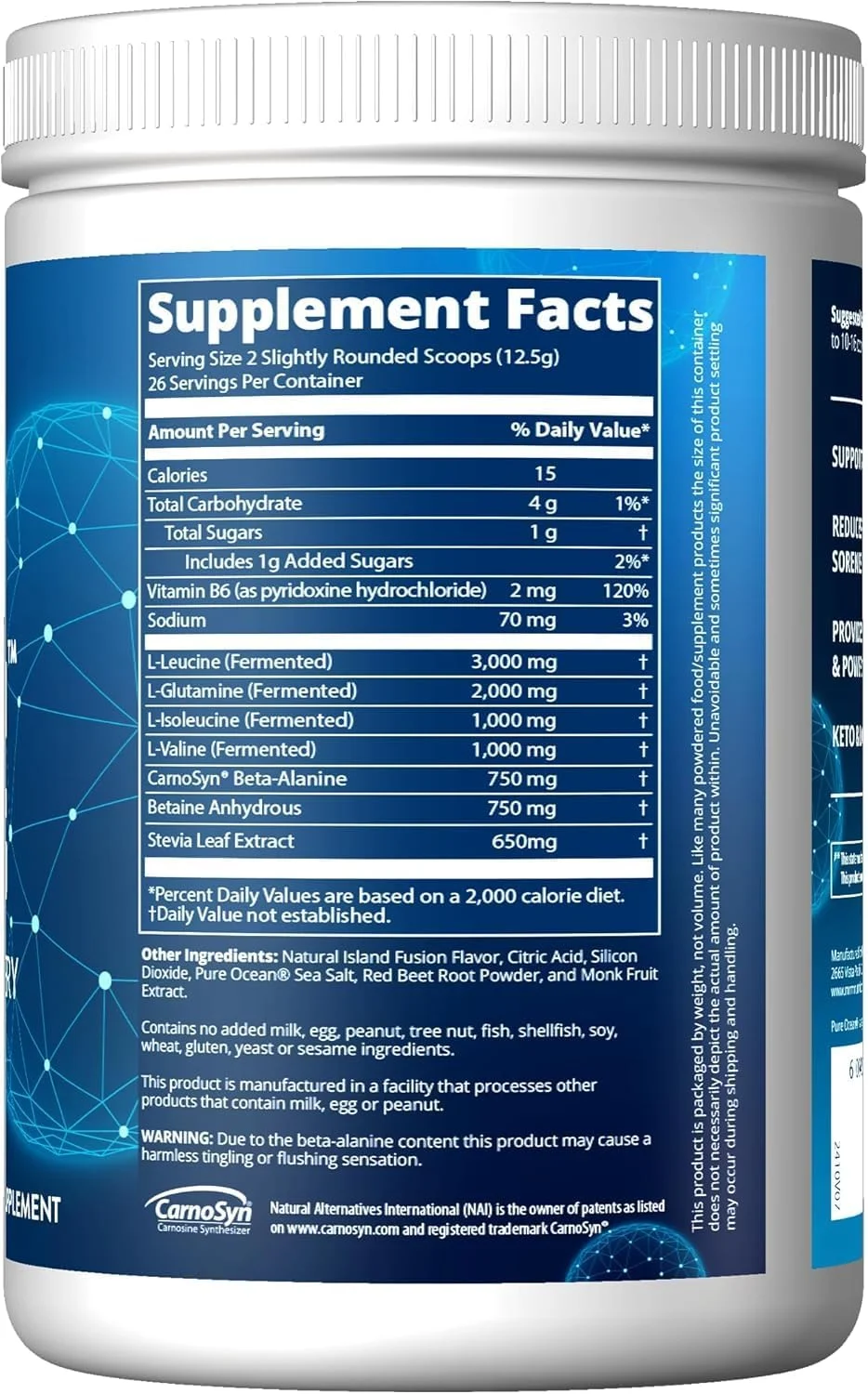 پودر ریکاوری بعد از تمرین MRM Nutrition Reload BCAA+G | طعم آمیزه جزیره | 8.5 گرم آمینو اسید به همراه گلوتامین | بتا-آلانین CarnoSyn® | پشتیبانی از عضلات | مناسب برای کتو | 26 سروینگ پودر ریکاوری بعد از تمرین MRM Nutrition Reload BCAA+G | طعم آمیزه جزیره | 8.5 گرم آمینو اسید به همراه گلوتامین | بتا-آلانین CarnoSyn® | پشتیبانی از عضلات | مناسب برای کتو | 26 سروینگ