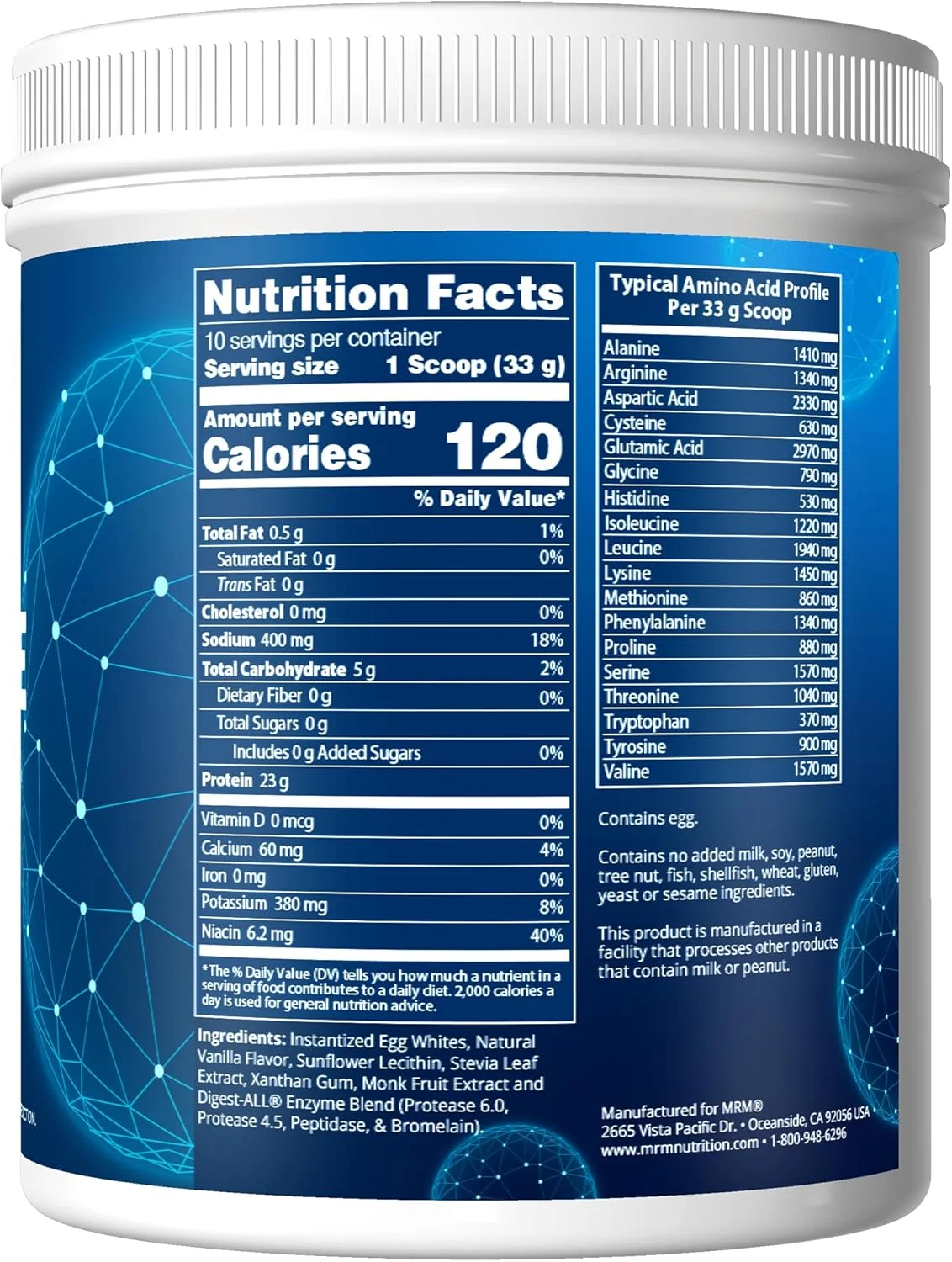 پروتئین سفیده تخم مرغ MRM Nutrition | طعم وانیل | 23 گرم پروتئین بدون چربی | حاوی آنزیم های گوارشی | بالاترین ارزش بیولوژیکی | تست شده بالینی | 10 سروینگ پروتئین سفیده تخم مرغ MRM Nutrition | طعم وانیل | 23 گرم پروتئین بدون چربی | حاوی آنزیم های گوارشی | بالاترین ارزش بیولوژیکی | تست شده بالینی | 10 سروینگ