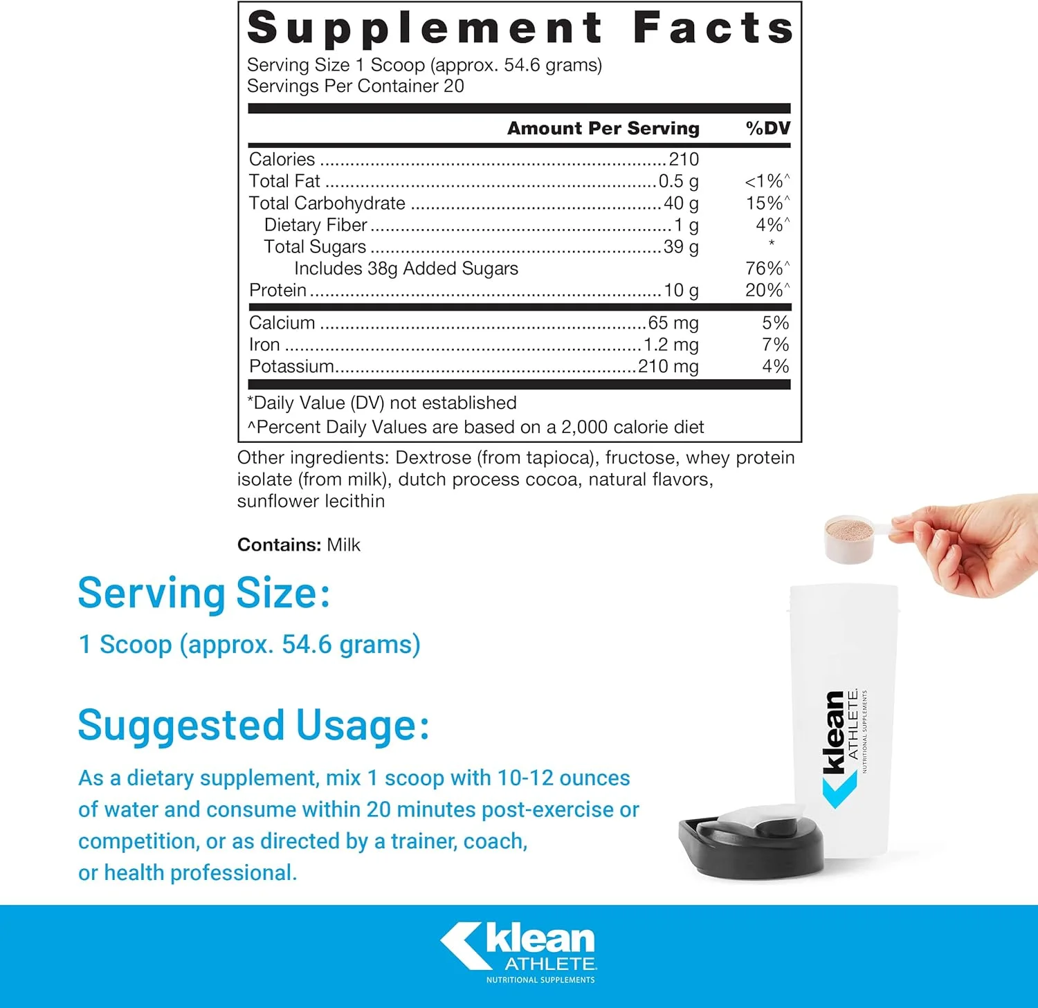 مکمل ریکاوری کلین اتلت | بهینه سازی ریکاوری عضلات بعد از ورزش | دارای گواهی NSF برای ورزش | 1091 گرم | طعم شکلات شیری مکمل ریکاوری کلین اتلت | بهینه سازی ریکاوری عضلات بعد از ورزش | دارای گواهی NSF برای ورزش | 1091 گرم | طعم شکلات شیری