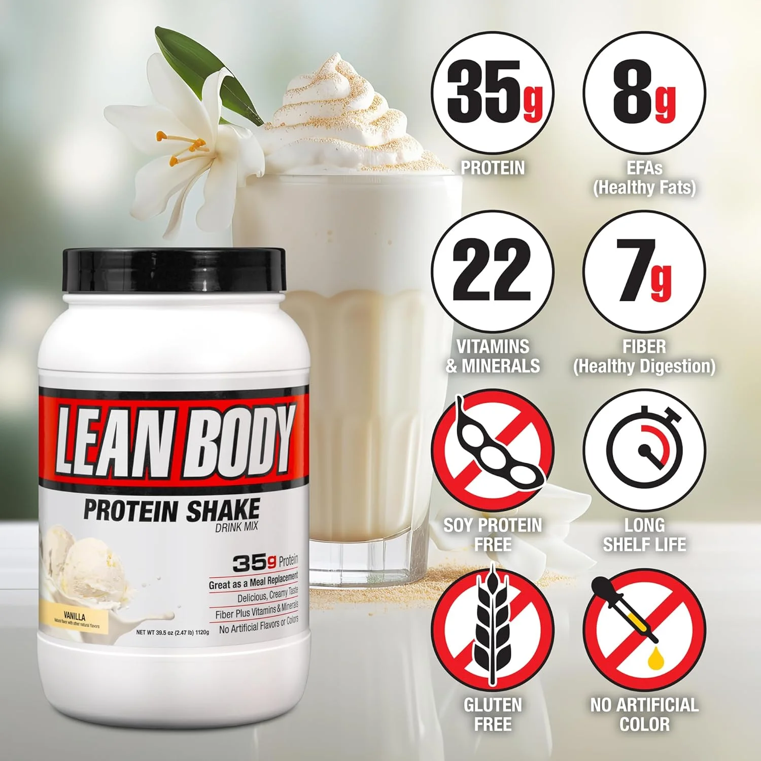 شیک جایگزین وعده غذایی با پروتئین بالا لابرادا نوتریشن Lean Body، وانیلی، ظرف 1.12 کیلوگرمی (بسته بندی ممکن است متفاوت باشد) شیک جایگزین وعده غذایی با پروتئین بالا لابرادا نوتریشن Lean Body، وانیلی، ظرف 1.12 کیلوگرمی (بسته بندی ممکن است متفاوت باشد)