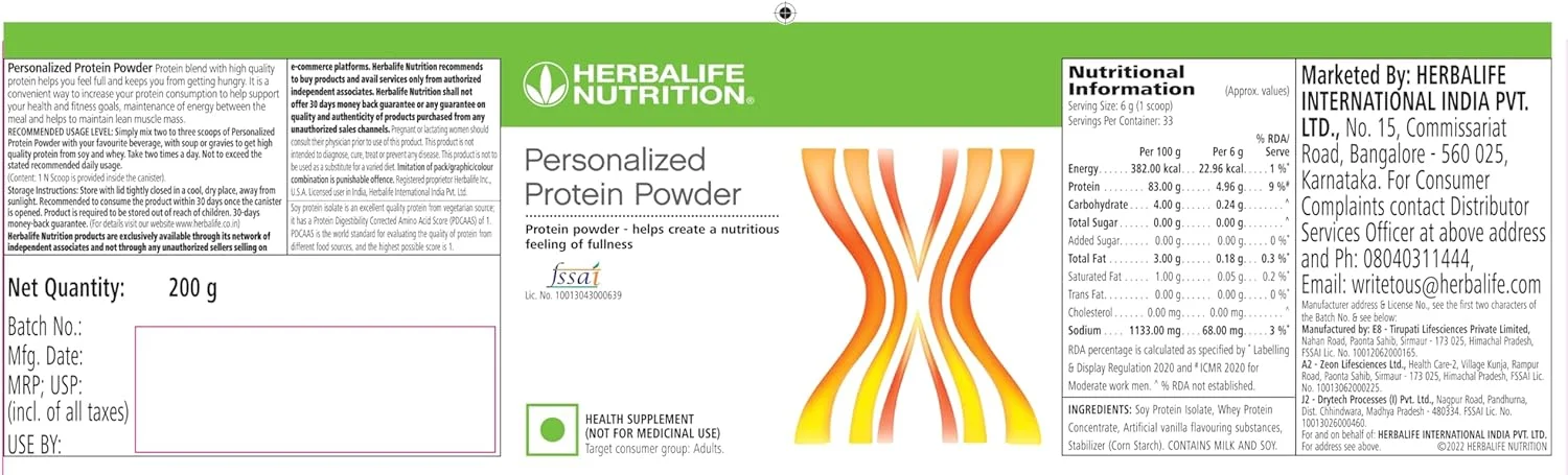 پودر پروتئین شخصی سازی شده هربالایف نوتریشن، مکمل سلامتی برای بزرگسالان (200 گرم، بدون طعم) پودر پروتئین شخصی سازی شده هربالایف نوتریشن، مکمل سلامتی برای بزرگسالان (200 گرم، بدون طعم)