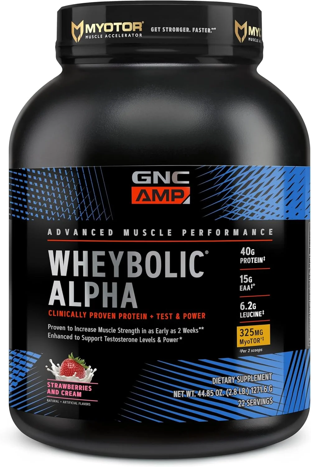 GNC AMP Wheybolic Alpha با MyoTor - توت فرنگی و خامه (22 سروینگ) GNC AMP Wheybolic Alpha با MyoTor - توت فرنگی و خامه (22 سروینگ)