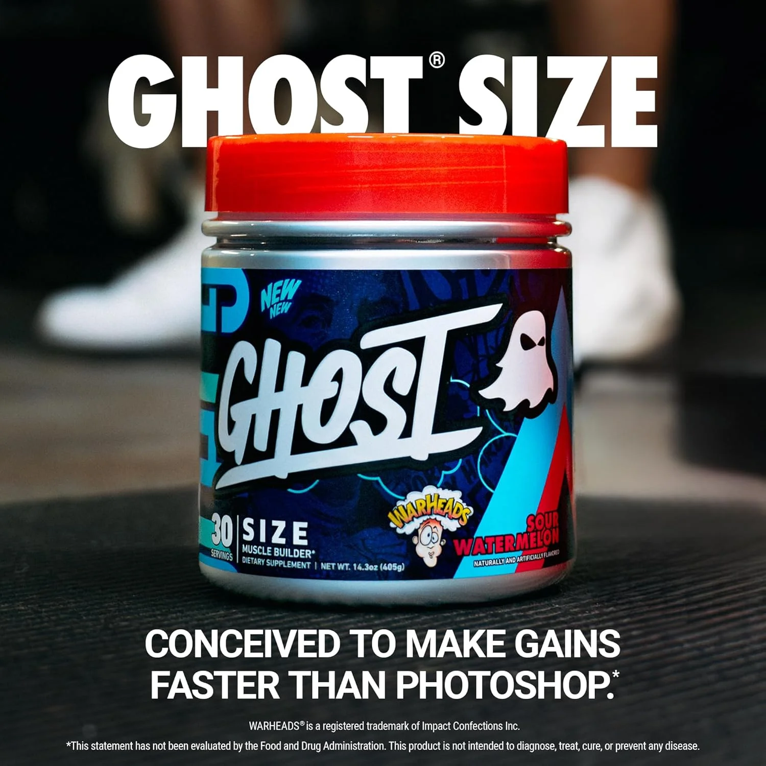 مکمل غذایی عضله ساز GHOST Size V3 - طعم هندوانه ترش Warheads، 30 سروینگ - پشتیبانی از رشد عضلات و افزایش قدرت برای مردان و زنان - کراتین و بتائین - بدون شکر و گلوتن