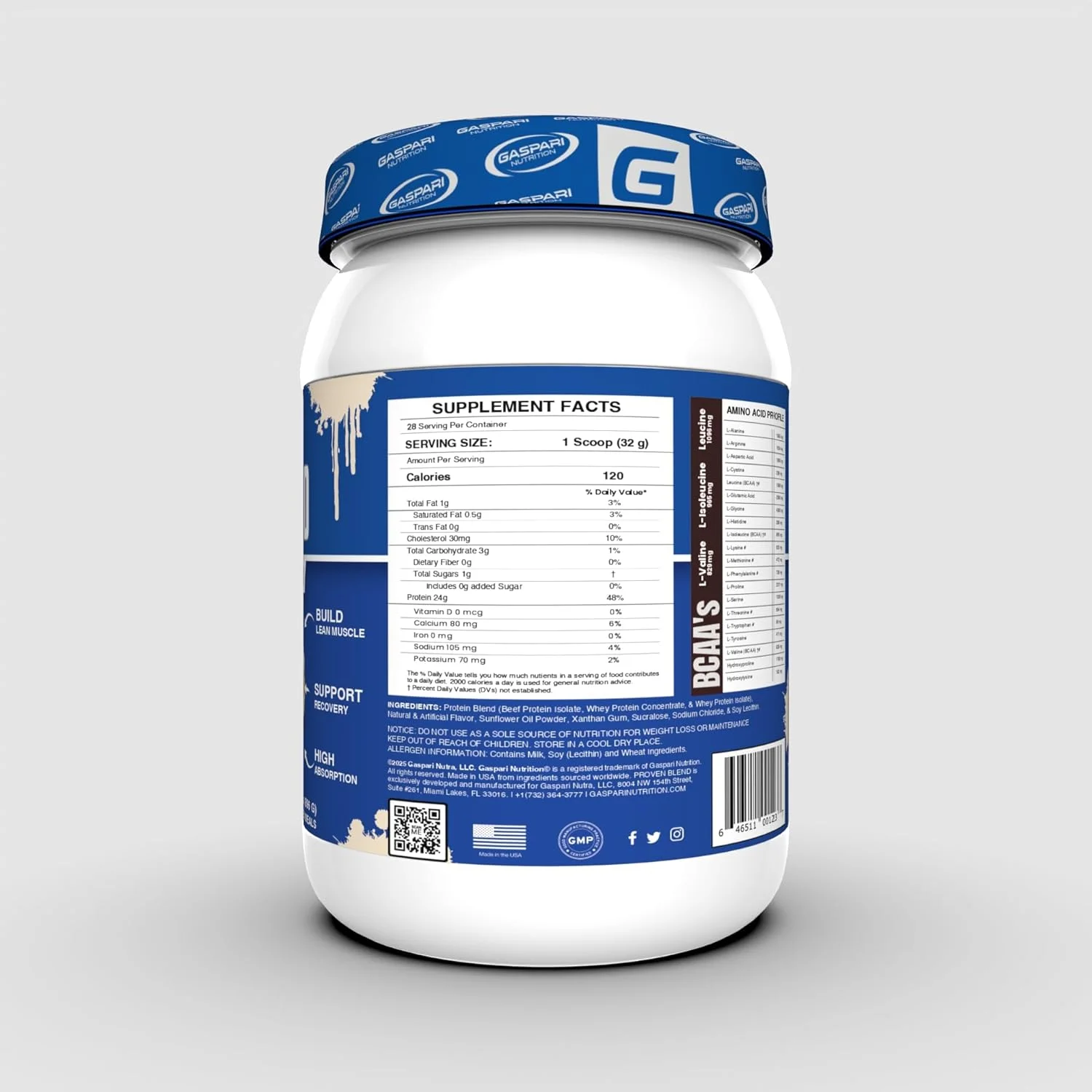 مخلوط اثبات شده گاسپاری نوتریشن، پودر پروتئین چند منبعی، پروتئین ایزوله گوشت گاو، کنسانتره وی و ایزوله وی، عضله سازی بدون چربی، 24 گرم پروتئین (28 سروینگ، بستنی وانیلی) مخلوط اثبات شده گاسپاری نوتریشن، پودر پروتئین چند منبعی، پروتئین ایزوله گوشت گاو، کنسانتره وی و ایزوله وی، عضله سازی بدون چربی، 24 گرم پروتئین (28 سروینگ، بستنی وانیلی)