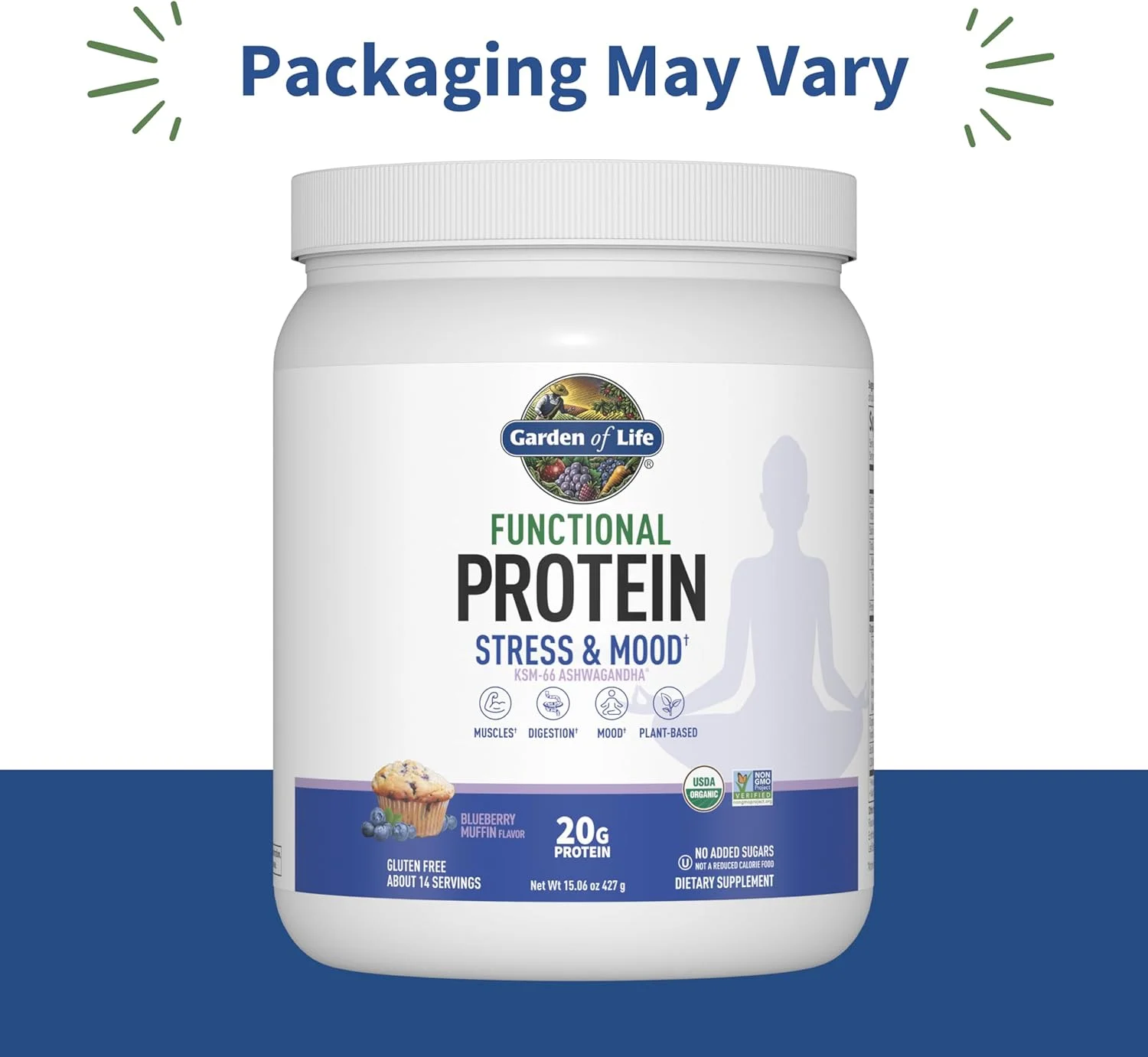 پروتئین عملکردی رفع استرس Garden of Life - ترکیب پروتئینی ارگانیک جوانه زده و تخمیر شده 20 گرمی - بلوبری مافین، ترکیب بهبود خلق و خو برای مدیریت استرس، آشواگاندا KSM-66، وگان - حدود 14 سروینگ پروتئین عملکردی رفع استرس Garden of Life - ترکیب پروتئینی ارگانیک جوانه زده و تخمیر شده 20 گرمی - بلوبری مافین، ترکیب بهبود خلق و خو برای مدیریت استرس، آشواگاندا KSM-66، وگان - حدود 14 سروینگ