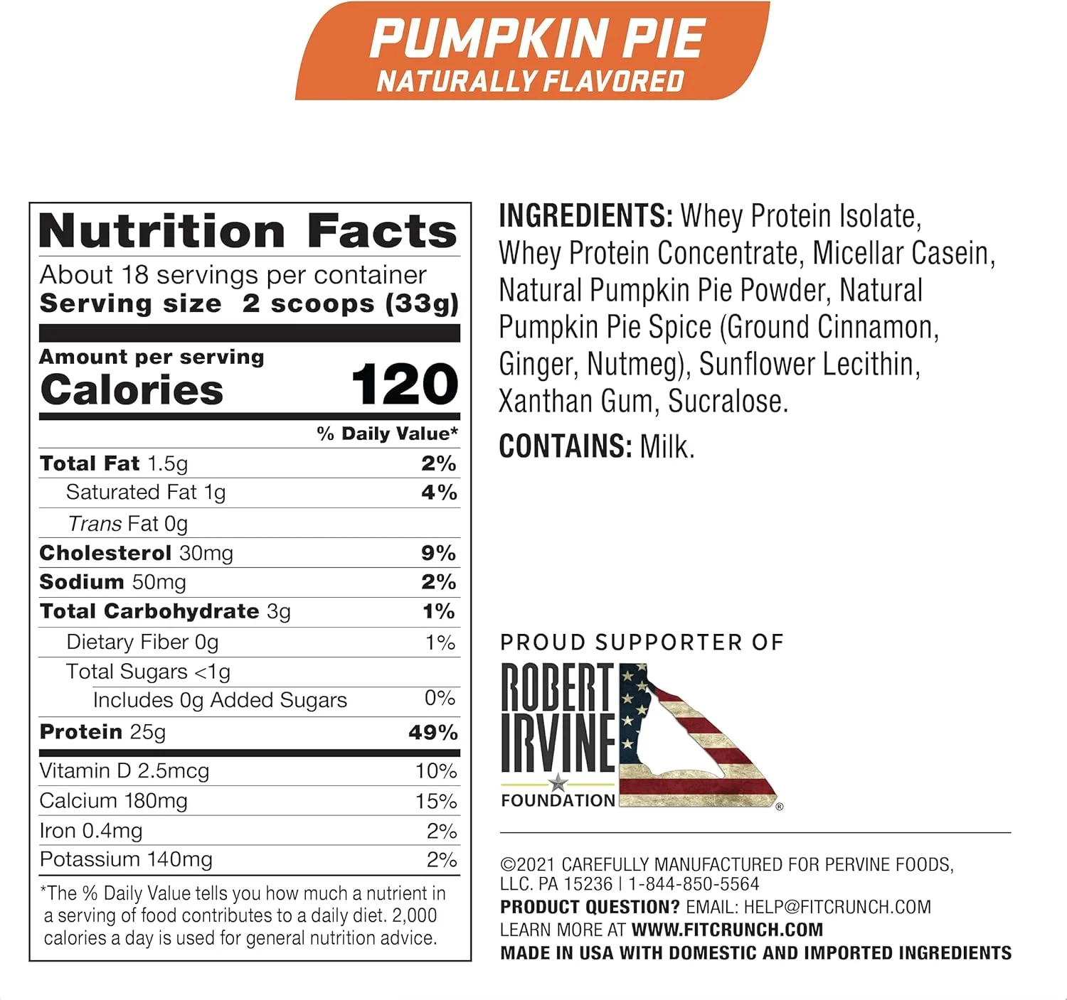 پروتئین وی ترکیبی فیت کرانچ، مناسب برای رژیم کتو، کم کالری، پروتئین بالا، بدون گلوتن، بدون سویا (18 سروینگ، پای کدو تنبل) پروتئین وی ترکیبی فیت کرانچ، مناسب برای رژیم کتو، کم کالری، پروتئین بالا، بدون گلوتن، بدون سویا (18 سروینگ، پای کدو تنبل)