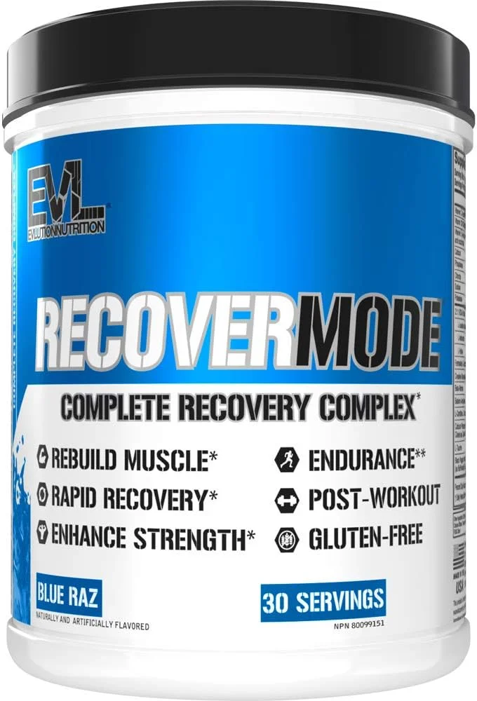 Evlution Nutrition Recover Mode - تکمیل کننده بعد از تمرین با آمینو اسیدهای شاخه دار، پشتیبانی از سیستم ایمنی، ویتامین C، D و E، الکترولیت ها، آبرسانی، کراتین، گلوتامین، بتا آلانین، ال-کارنیتین، 30 سروینگ، بلو راز Evlution Nutrition Recover Mode - تکمیل کننده بعد از تمرین با آمینو اسیدهای شاخه دار، پشتیبانی از سیستم ایمنی، ویتامین C، D و E، الکترولیت ها، آبرسانی، کراتین، گلوتامین، بتا آلانین، ال-کارنیتین، 30 سروینگ، بلو راز