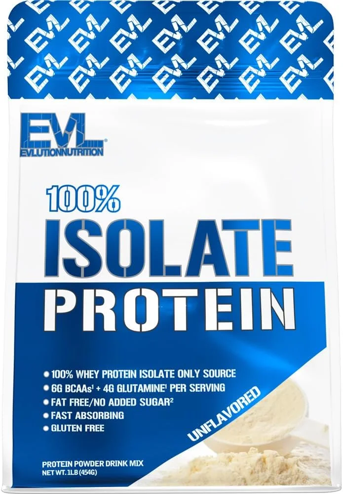 پودر پروتئین وی ایزوله Evlution Nutrition 100%، 25 گرم پروتئین با جذب سریع، بدون شکر افزوده، کم کربوهیدرات، بدون گلوتن (بدون طعم، 1 پوند) پودر پروتئین وی ایزوله Evlution Nutrition 100%، 25 گرم پروتئین با جذب سریع، بدون شکر افزوده، کم کربوهیدرات، بدون گلوتن (بدون طعم، 1 پوند)