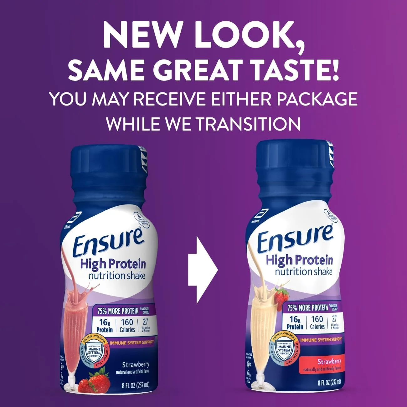 نوشیدنی پروتئینی توت فرنگی Ensure، آماده مصرف، 16 گرم پروتئین و 27 ویتامین و مواد معدنی، 237 میلی لیتر، بسته 24 عددی نوشیدنی پروتئینی توت فرنگی Ensure، آماده مصرف، 16 گرم پروتئین و 27 ویتامین و مواد معدنی، 237 میلی لیتر، بسته 24 عددی