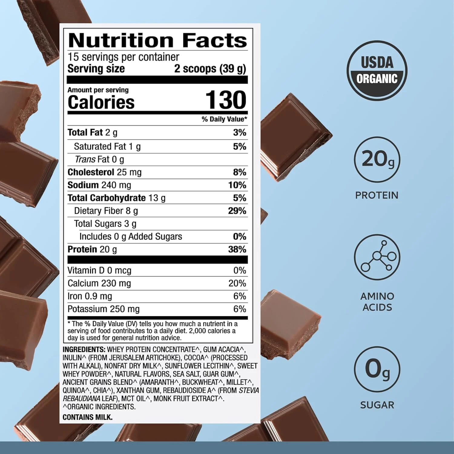 پروتئین وی ارگانیک خالص دکتر مرcola - 20 گرم پروتئین - پشتیبانی از رشد عضلات و انرژی - کنسانتره وی تغذیه شده با علف - 15 سروینگ (584 گرم) - شکلاتی پروتئین وی ارگانیک خالص دکتر مرcola - 20 گرم پروتئین - پشتیبانی از رشد عضلات و انرژی - کنسانتره وی تغذیه شده با علف - 15 سروینگ (584 گرم) - شکلاتی