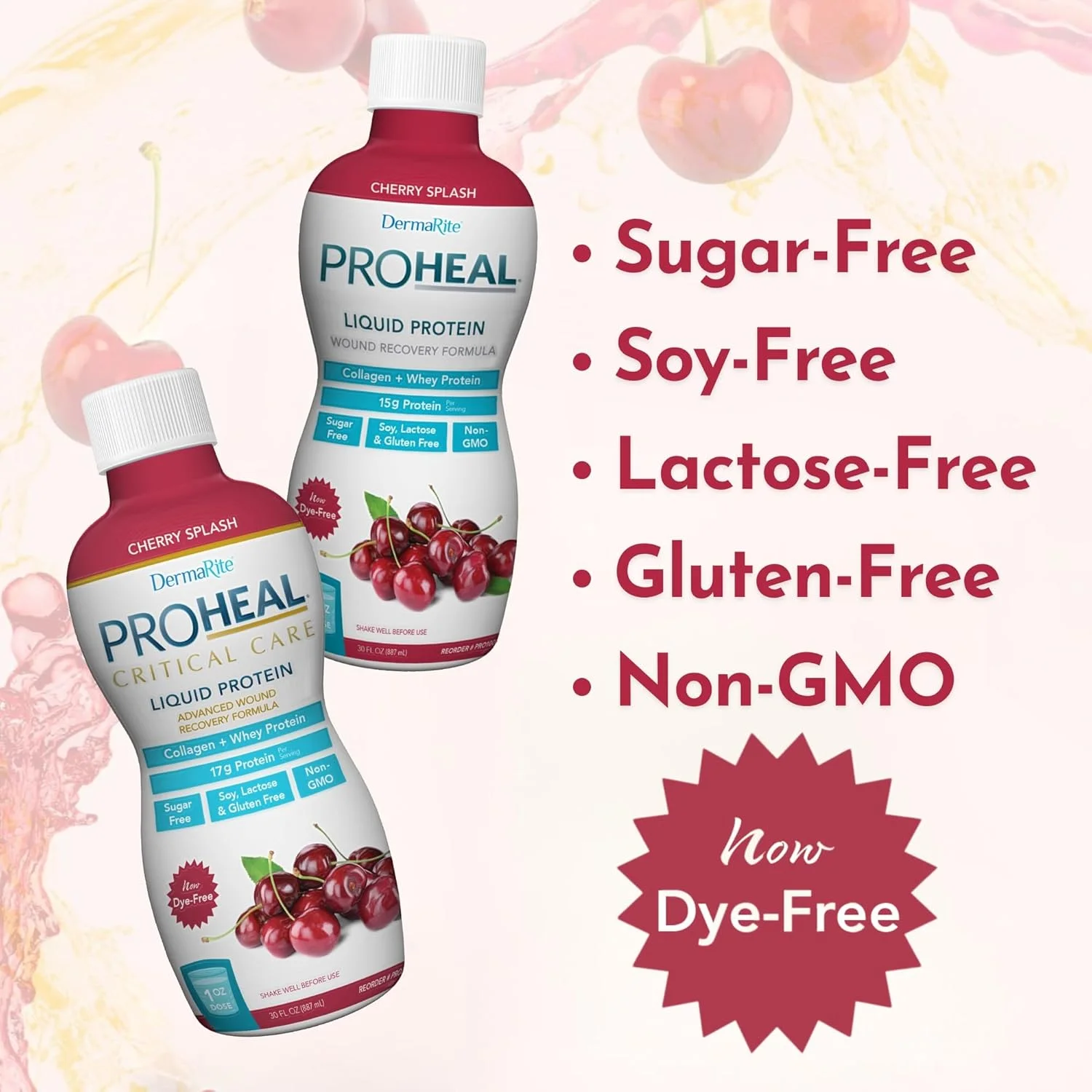 مکمل پروتئین مایع ProHeal DermaRite - فرمول بازیابی زخم پروتئینی مایع، 15 گرم کلاژن و پروتئین وی - طعم گیلاس، 887 میلی لیتر، 1 عدد مکمل پروتئین مایع ProHeal DermaRite - فرمول بازیابی زخم پروتئینی مایع، 15 گرم کلاژن و پروتئین وی - طعم گیلاس، 887 میلی لیتر، 1 عدد