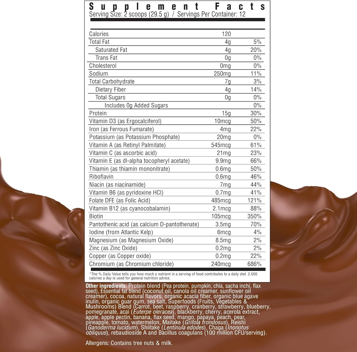 پودر جانشین وعده غذایی سوپر شیک همه کاره کانتری فارمز، 15 گرم پروتئین گیاهی، مکمل غذایی حاوی سوپرفودها، ویتامین ها، پروبیوتیک ها و پری بیوتیک ها، 12 سروینگ، شکلاتی، 354 گرم پودر جانشین وعده غذایی سوپر شیک همه کاره کانتری فارمز، 15 گرم پروتئین گیاهی، مکمل غذایی حاوی سوپرفودها، ویتامین ها، پروبیوتیک ها و پری بیوتیک ها، 12 سروینگ، شکلاتی، 354 گرم