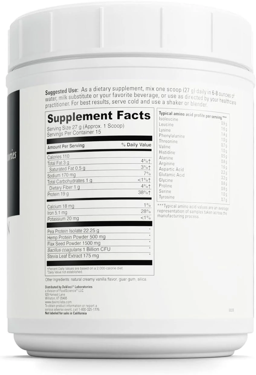 پروتئین ویگن DaVinci Labs - مکمل پودر پروتئین، پشتیبانی از ترمیم عضلات و بافت ها* - مکمل پروتئین ویگن با پروتئین نخود و دانه کتان - وانیلی خامه ای، 15 سروینگ (405 گرم) پروتئین ویگن DaVinci Labs - مکمل پودر پروتئین، پشتیبانی از ترمیم عضلات و بافت ها* - مکمل پروتئین ویگن با پروتئین نخود و دانه کتان - وانیلی خامه ای، 15 سروینگ (405 گرم)