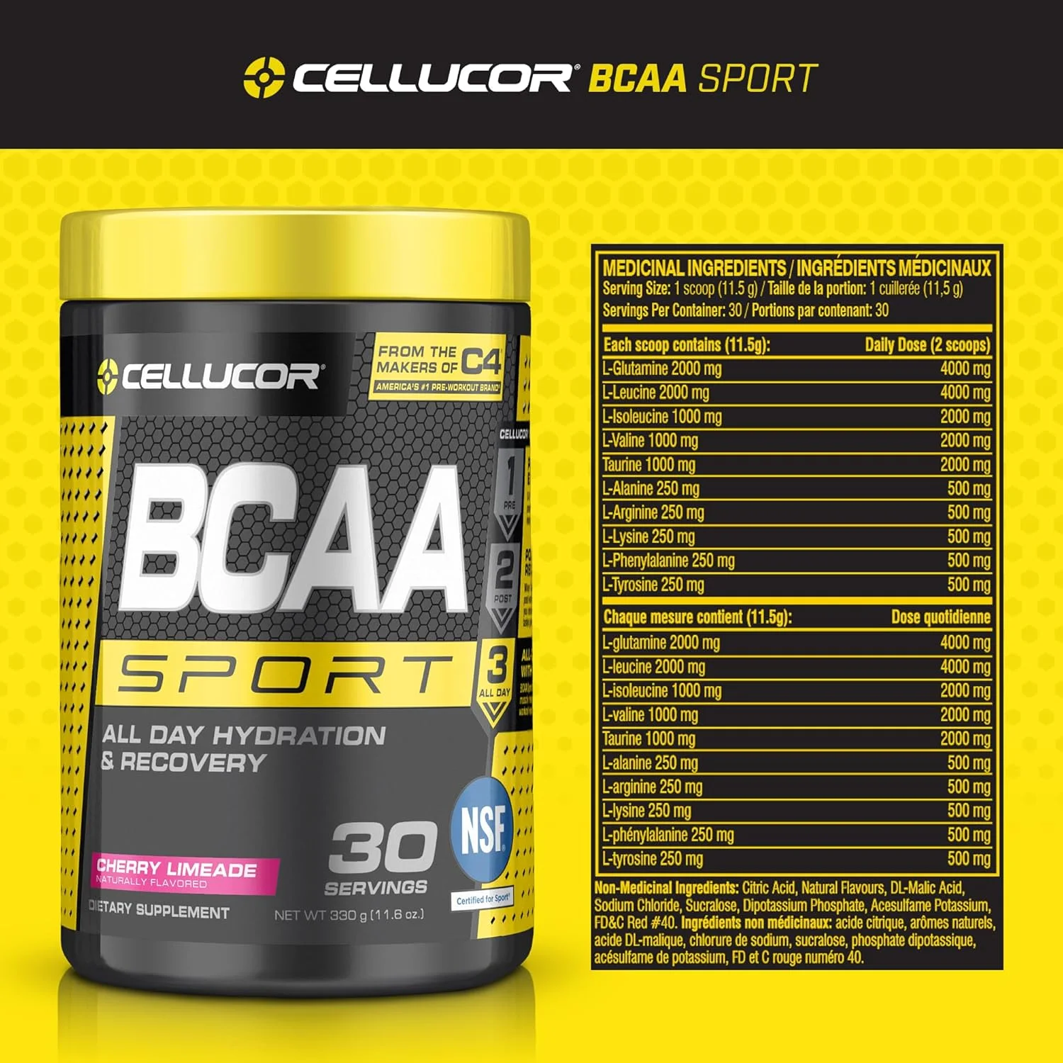 سلکور BCAA Sport، پودر نوشیدنی ورزشی BCAA برای آبرسانی و ریکاوری، طعم لیمویی گیلاس، 30 سروینگ سلکور BCAA Sport، پودر نوشیدنی ورزشی BCAA برای آبرسانی و ریکاوری، طعم لیمویی گیلاس، 30 سروینگ