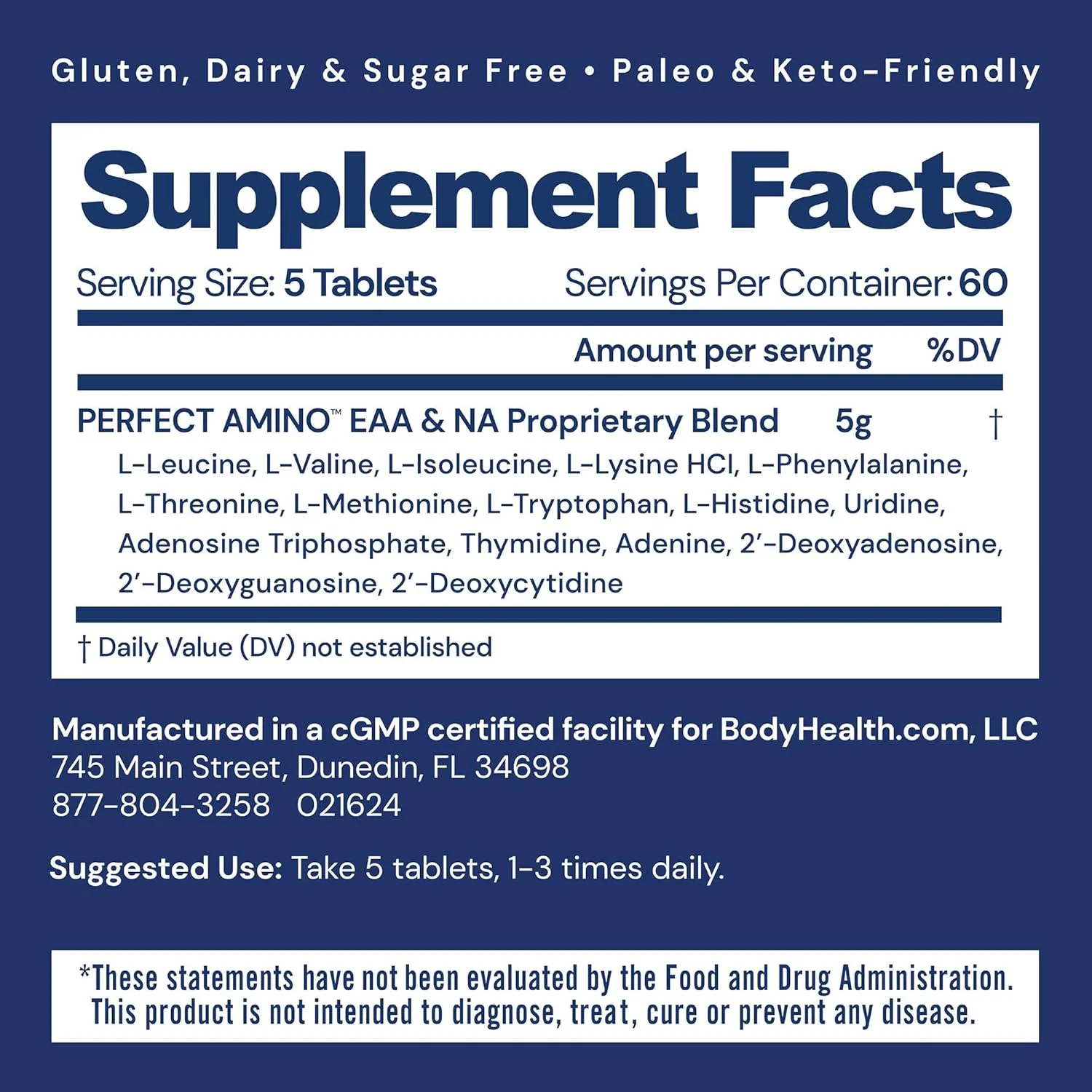 بادی هلث پرفکت آمینو (300 قرص) مکمل اسید آمینه ضروری با BCAA و EAA، ریکاوری عضلات، افزایش انرژی و استقامت، 99% جذب، پروتئین گیاهی شاخه دار قبل/بعد از تمرین بادی هلث پرفکت آمینو (300 قرص) مکمل اسید آمینه ضروری با BCAA و EAA، ریکاوری عضلات، افزایش انرژی و استقامت، 99% جذب، پروتئین گیاهی شاخه دار قبل/بعد از تمرین