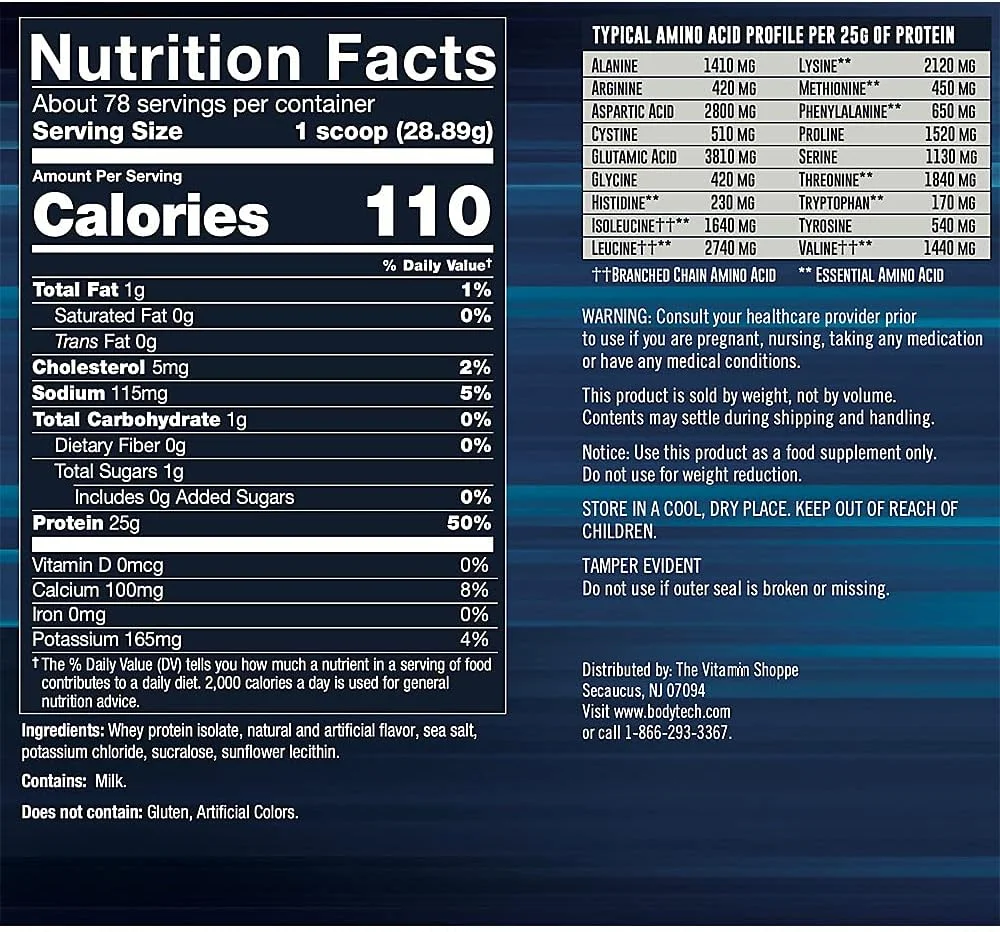 پودر پروتئین وی ایزوله بادی تک - 25 گرم پروتئین در هر وعده با BCAAs - جذب سریع برای رشد و ریکاوری عضلات - وانیلی (2.26 کیلوگرم، 71 وعده) پودر پروتئین وی ایزوله بادی تک - 25 گرم پروتئین در هر وعده با BCAAs - جذب سریع برای رشد و ریکاوری عضلات - وانیلی (2.26 کیلوگرم، 71 وعده)
