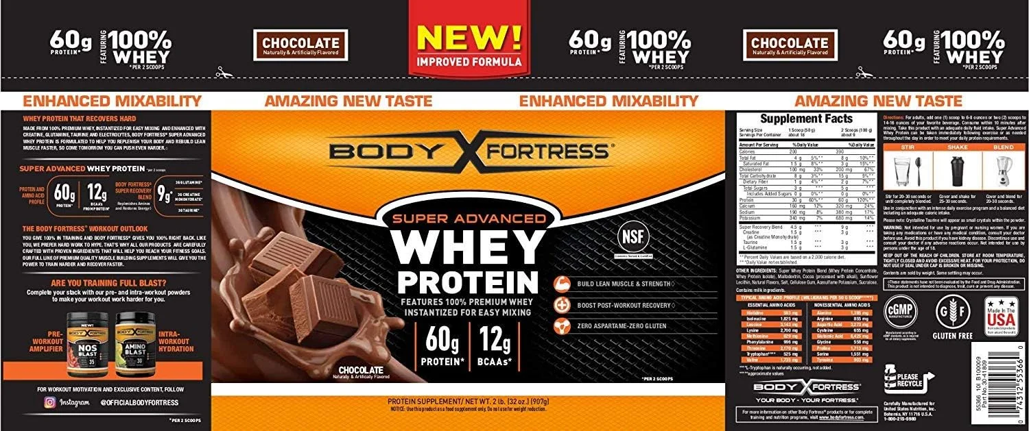 پودر پروتئین وی سوپر پیشرفته Body Fortress، بدون گلوتن، طعم شکلات، 2 پوند، بسته 2 عددی پودر پروتئین وی سوپر پیشرفته Body Fortress، بدون گلوتن، طعم شکلات، 2 پوند، بسته 2 عددی