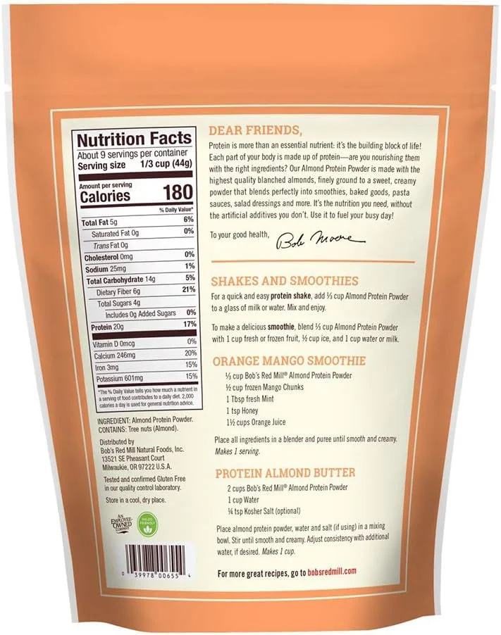 پودر پروتئین بادام بدون گلوتن بابز رد میل، 396 گرم پودر پروتئین بادام بدون گلوتن بابز رد میل، 396 گرم