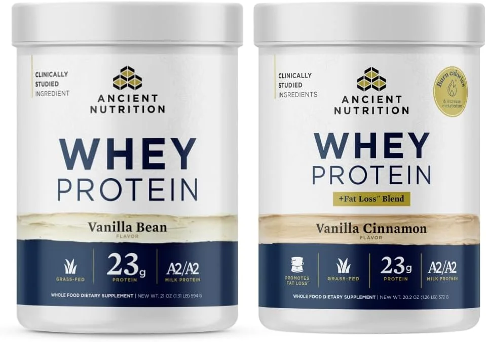 پودر پروتئین وی با شیر گاو تغذیه شده با علف، طعم وانیل، 20 سروینگ + پودر پروتئین وی با شیر گاو تغذیه شده با علف + پودر پروتئین کاهش چربی، طعم وانیل دارچین، 18 سروینگ پودر پروتئین وی با شیر گاو تغذیه شده با علف، طعم وانیل، 20 سروینگ + پودر پروتئین وی با شیر گاو تغذیه شده با علف + پودر پروتئین کاهش چربی، طعم وانیل دارچین، 18 سروینگ