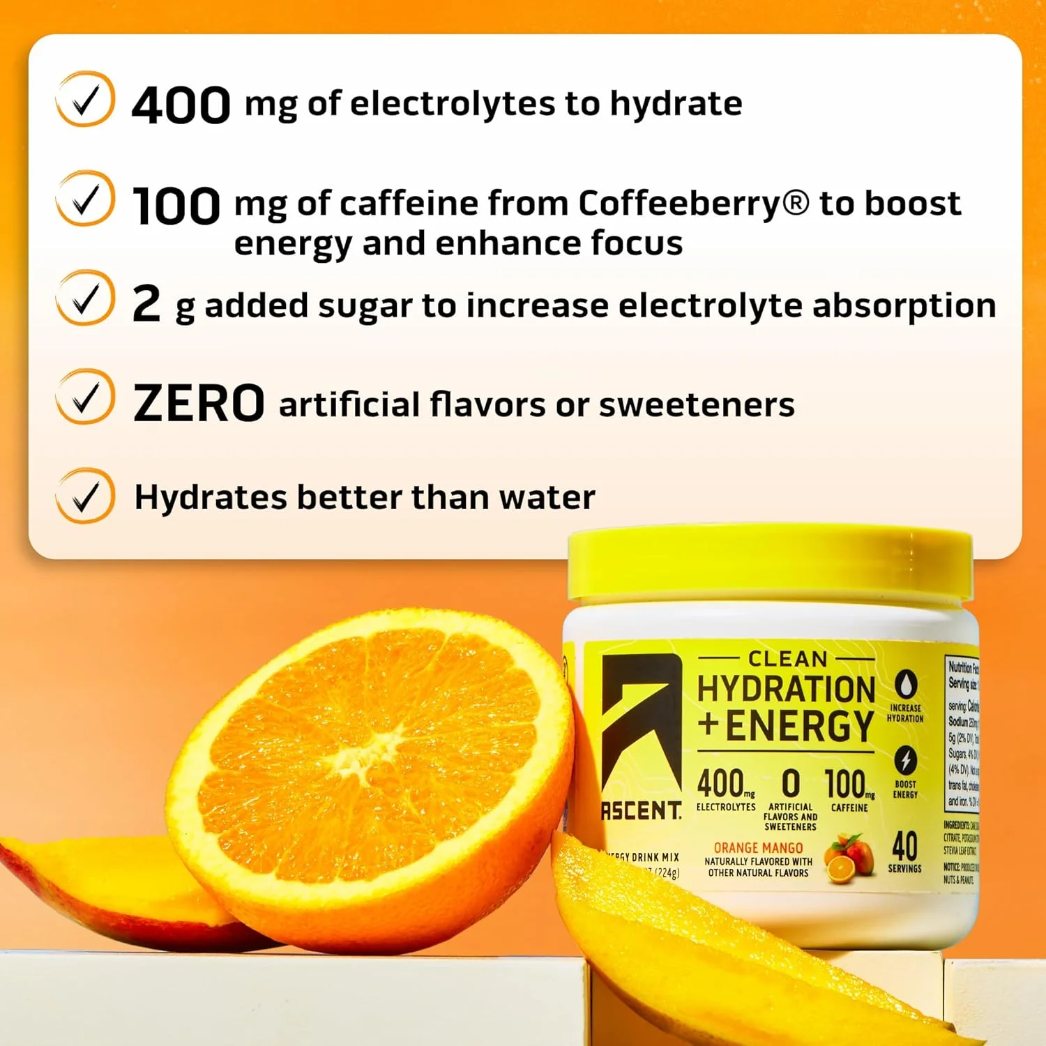 پودر الکترولیت انرژی و آبرسانی خالص اسنت - 100 میلی گرم کافئین، 400 میلی گرم الکترولیت، بدون مواد مصنوعی، انبه پرتقالی 40 سروینگ پودر الکترولیت انرژی و آبرسانی خالص اسنت - 100 میلی گرم کافئین، 400 میلی گرم الکترولیت، بدون مواد مصنوعی، انبه پرتقالی 40 سروینگ