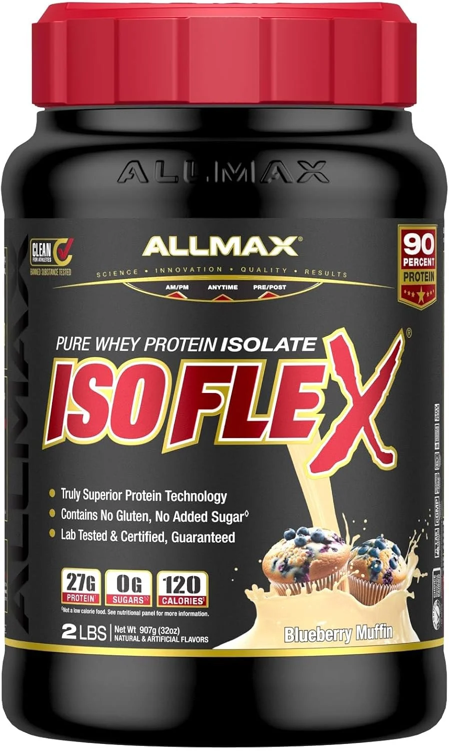 پروتئین وی ایزوله Allmax ISOFLEX – 27 گرم پروتئین در هر پیمانه – 99% فاقد لاکتوز – فاقد گلوتن و سویا – طعم مافین بلوبری – 2 پوند پروتئین وی ایزوله Allmax ISOFLEX – 27 گرم پروتئین در هر پیمانه – 99% فاقد لاکتوز – فاقد گلوتن و سویا – طعم مافین بلوبری – 2 پوند