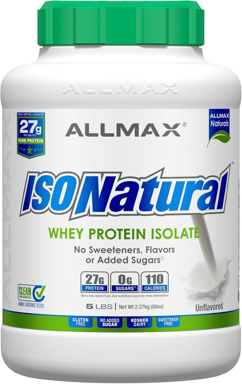 پروتئین وی ایزوله ALLMAX ISONATURAL، بدون طعم - ۲.۲۷ کیلوگرم - ۲۷ گرم پروتئین در هر پیمانه - بدون چربی و شکر - ۹۹٪ بدون لاکتوز - با پری بیوتیک - بدون طعم دهنده های مصنوعی - تقریبا ۷۸ سروینگ پروتئین وی ایزوله ALLMAX ISONATURAL، بدون طعم - ۲.۲۷ کیلوگرم - ۲۷ گرم پروتئین در هر پیمانه - بدون چربی و شکر - ۹۹٪ بدون لاکتوز - با پری بیوتیک - بدون طعم دهنده های مصنوعی - تقریبا ۷۸ سروینگ