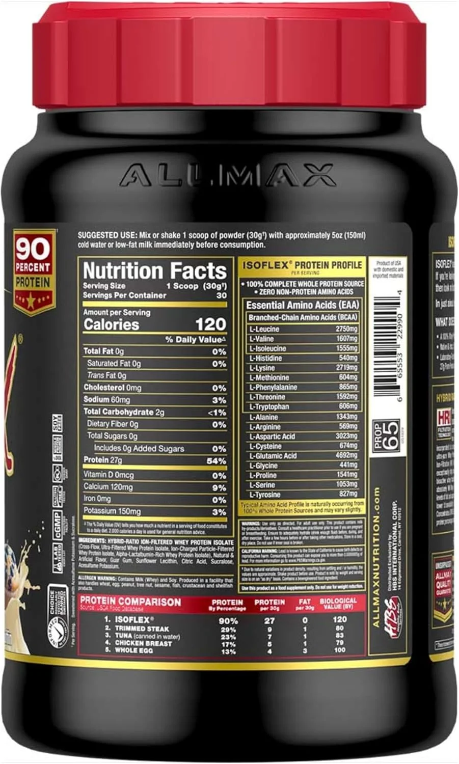 پروتئین وی ایزوله Allmax ISOFLEX – 27 گرم پروتئین در هر پیمانه – 99% فاقد لاکتوز – فاقد گلوتن و سویا – طعم مافین بلوبری – 2 پوند پروتئین وی ایزوله Allmax ISOFLEX – 27 گرم پروتئین در هر پیمانه – 99% فاقد لاکتوز – فاقد گلوتن و سویا – طعم مافین بلوبری – 2 پوند
