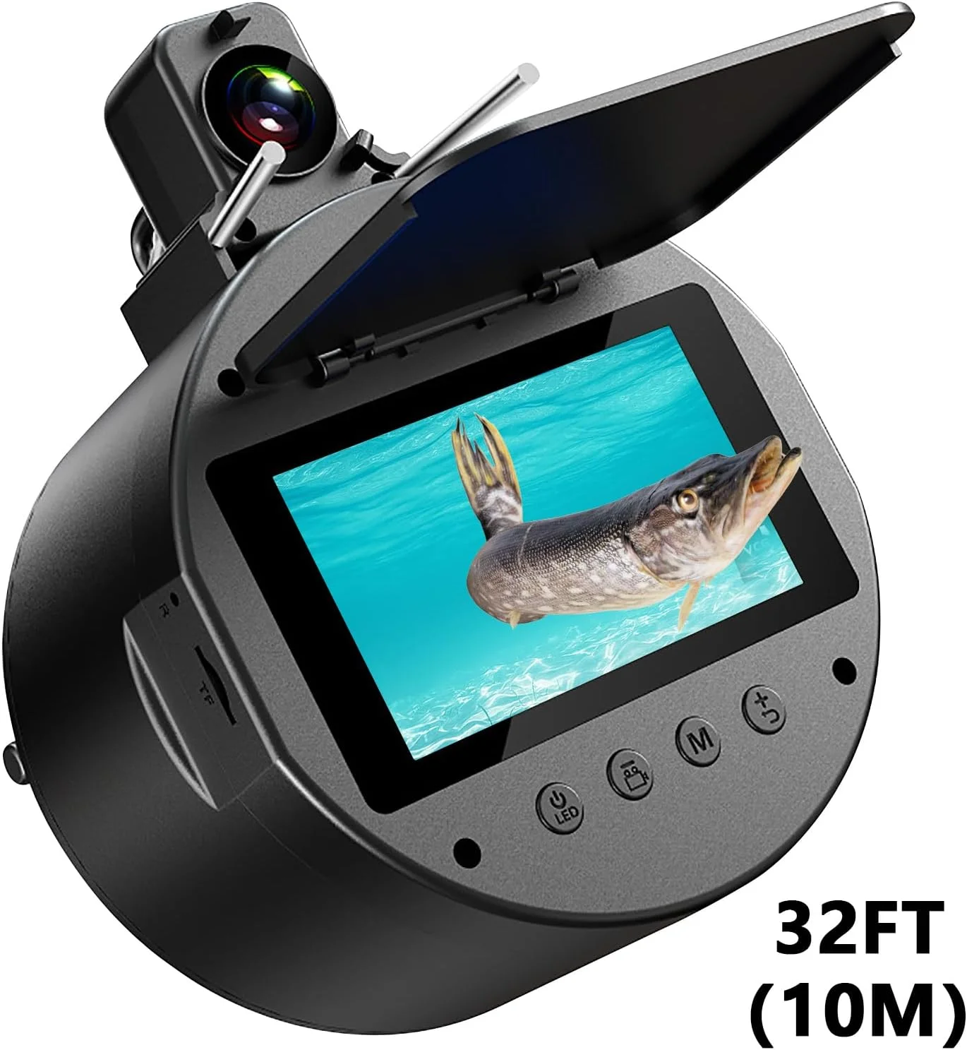 دوربین زیرآبی مقاوم در برابر ضربه، 9 چراغ LED، زاویه دید عریض، مناسب برای هر آب و هوا، تجهیزات ماهیگیری حرفه ای در فضای باز، با نمایشگر