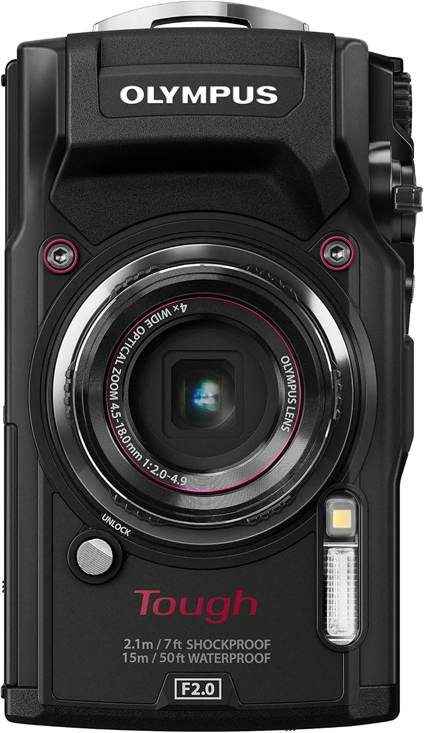 دوربین دیجیتال المپوس Tough TG-5 (12 مگاپیکسل، لنز 25-100 میلی‌متری 1:2.0، سیستم حسگر میدانی، GPS، فشارسنج، سنسور دما، قطب‌نما) مشکی