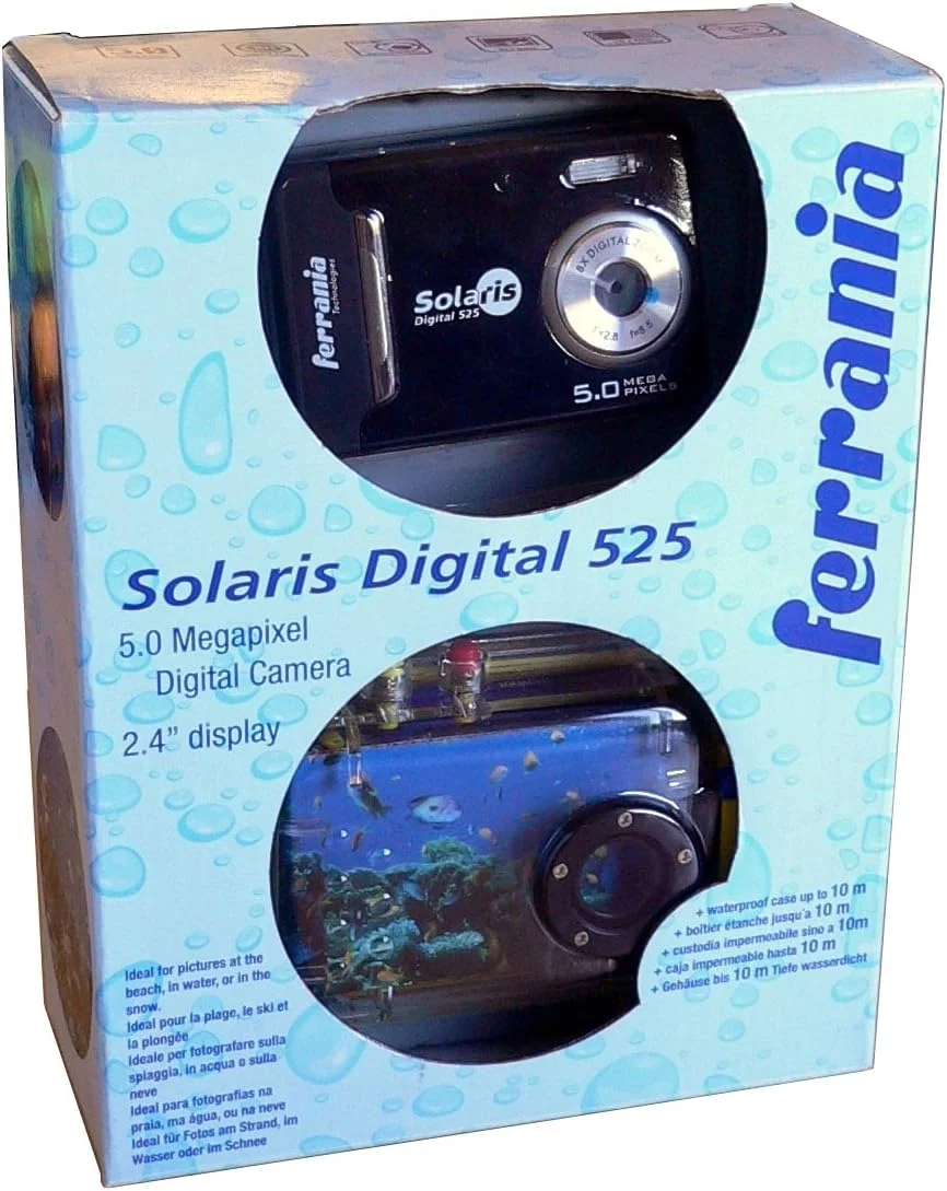 دوربین دیجیتال سولاریس 525 (صفحه نمایش ال سی دی 6.09 سانتی متری (2.4 اینچ)، 5 مگاپیکسل، زوم دیجیتال 8 برابر، کیس ضد آب) مشکی