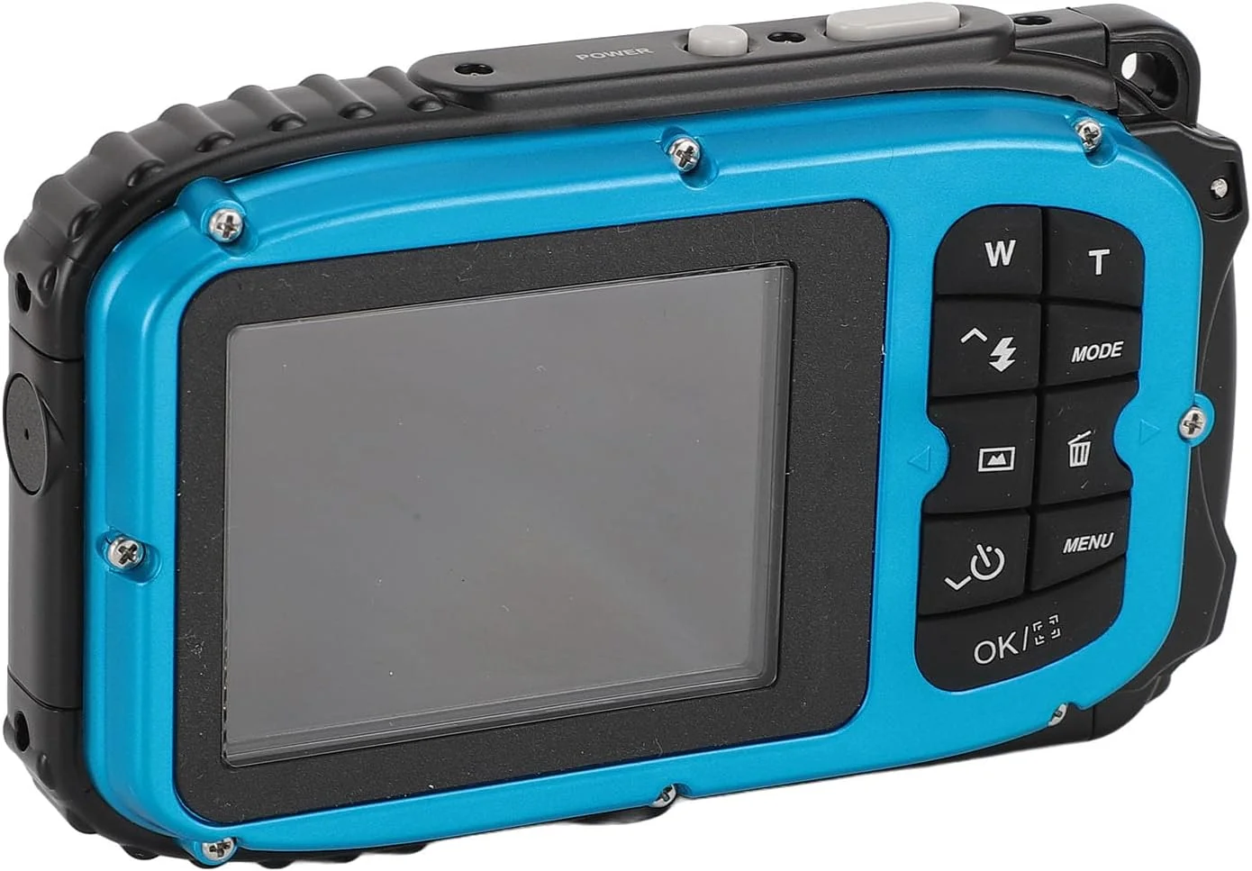 دوربین ضد لرزش 1080p 48MP ضد آب تا عمق 5 متر با صفحه نمایش رنگی 2.4 اینچی، کارت حافظه 32 گیگابایتی، فوکوس خودکار 630mAh و تشخیص چهره (آبی)