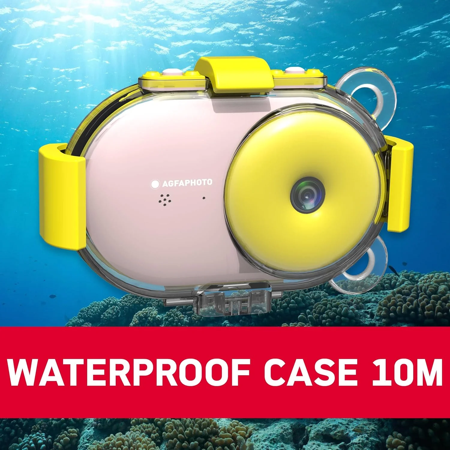 دوربین عکاسی آگفا فوتو، ضد آب، برای کودکان، به همراه کارت حافظه 8 گیگابایتی، صورتی