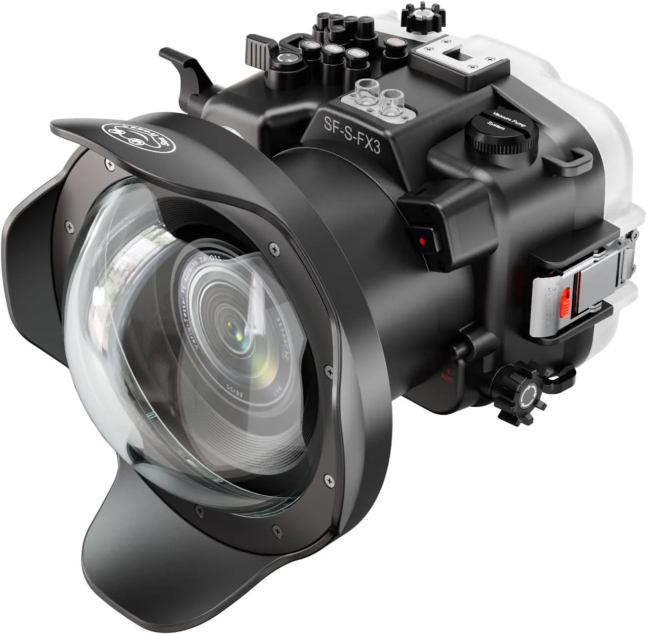 Seafrogs Unterwasserkamera-Gehäuse, wasserdicht, für Sony FX3 mit 6 Zoll langem Dome-Anschluss, kompatibel mit Sony FE 4/16-35 ZA OSS, FE2.8/90 Macro G OSS Objektiv