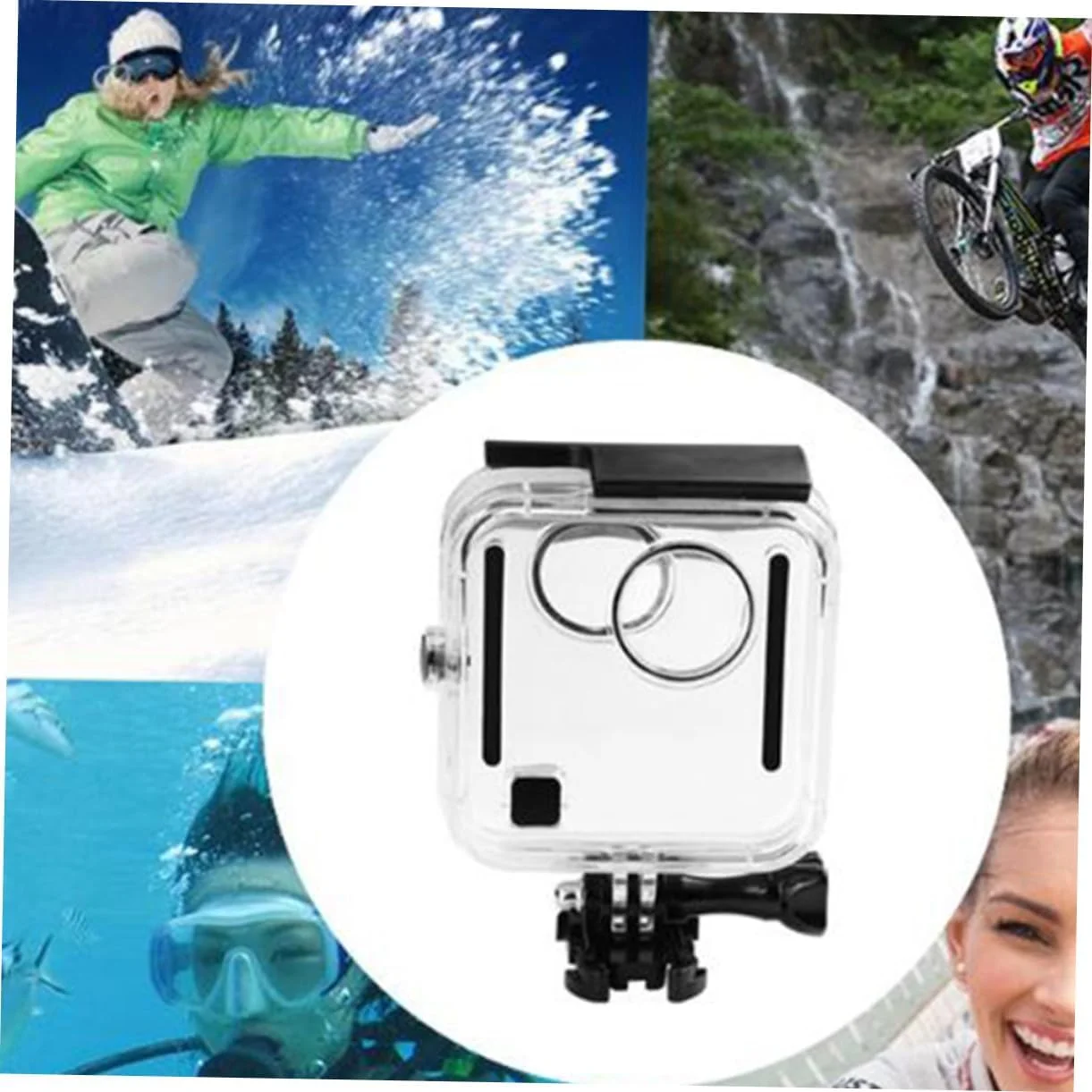 محفظه ضد آب دوربین Angoily برای Fusion، قاب محافظ دوربین مقاوم در برابر ضربه با شیشه حرارت دیده شفاف، جنس PC بادوام، محافظ سبک و قابل حمل برای غواصی و عکسبرداری در فضای باز