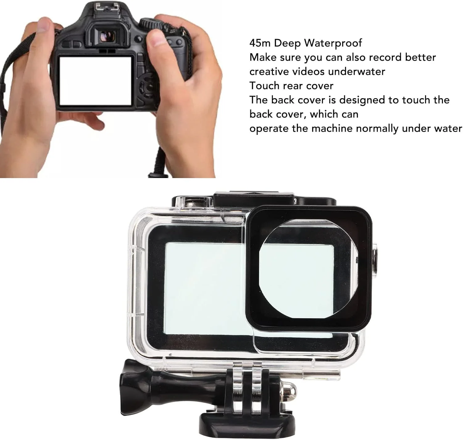 محفظه ضد آب برای OSMO Action 3، محفظه غواصی 45 متری، قاب محافظ، مجموعه لوازم جانبی زیر آب با پوشش پشتی لمسی، لوازم جانبی دوربین ضد آب