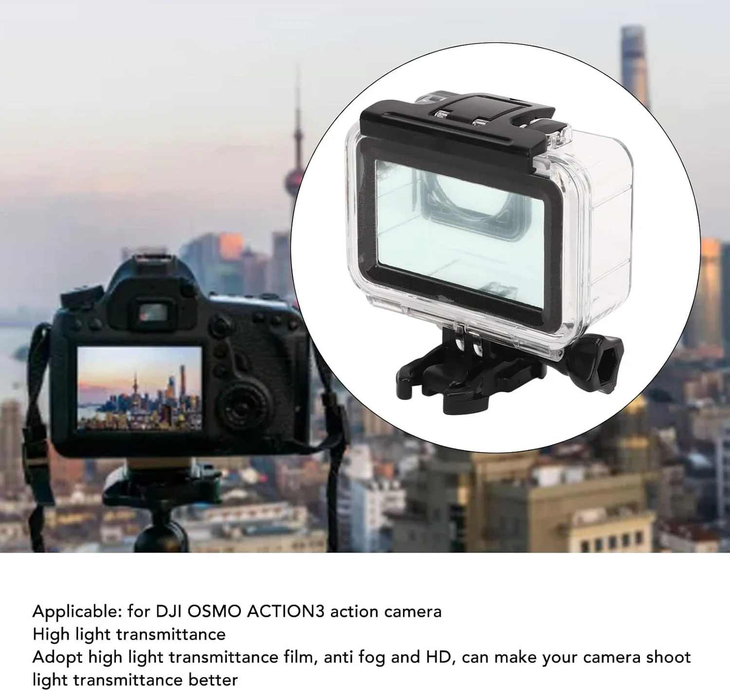 محفظه ضد آب برای OSMO Action 3، محفظه غواصی 45 متری، قاب محافظ، مجموعه لوازم جانبی زیر آب با پوشش پشتی لمسی، لوازم جانبی دوربین ضد آب