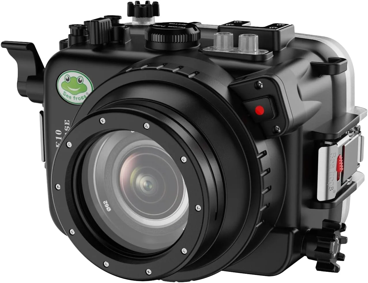 محفظه ضد آب دوربین Sea Frogs سازگار با Sony ZV-E10 FE 90mm F2.8 G OSS، استاندارد IPX8، حداکثر عمق غوطه وری 40 متر، مناسب برای غواصی، موج سواری و قایقرانی