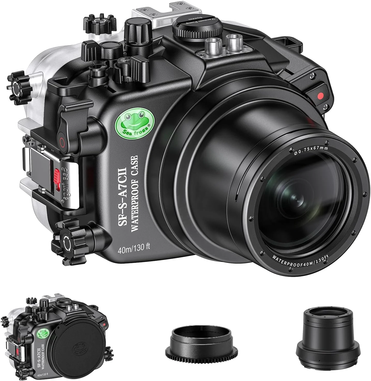 محفظه دوربین زیر آب Sea frogs سازگار با Sony A7C2 IPX8 حداکثر عمق غواصی 40 متری / 130 فوتی، محفظه ضد آب دوربین برای غواصی، موج سواری، قایق رانی (YD-A7C II 28-60MM) محفظه دوربین زیر آب Sea frogs سازگار با Sony A7C2 IPX8 حداکثر عمق غواصی 40 متری / 130 فوتی، محفظه ضد آب دوربین برای غواصی، موج سواری، قایق رانی (YD-A7C II 28-60MM)