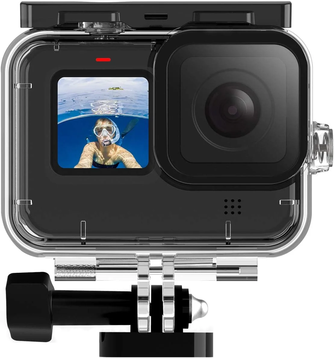 محفظه ضد آب TELESIN برای GoPro Hero 9، مشکی، 50 متر محافظ زیر آب، قاب محافظ شفاف با پایه اتصال سریع برای دوربین اکشن GoPro HERO9، مشکی