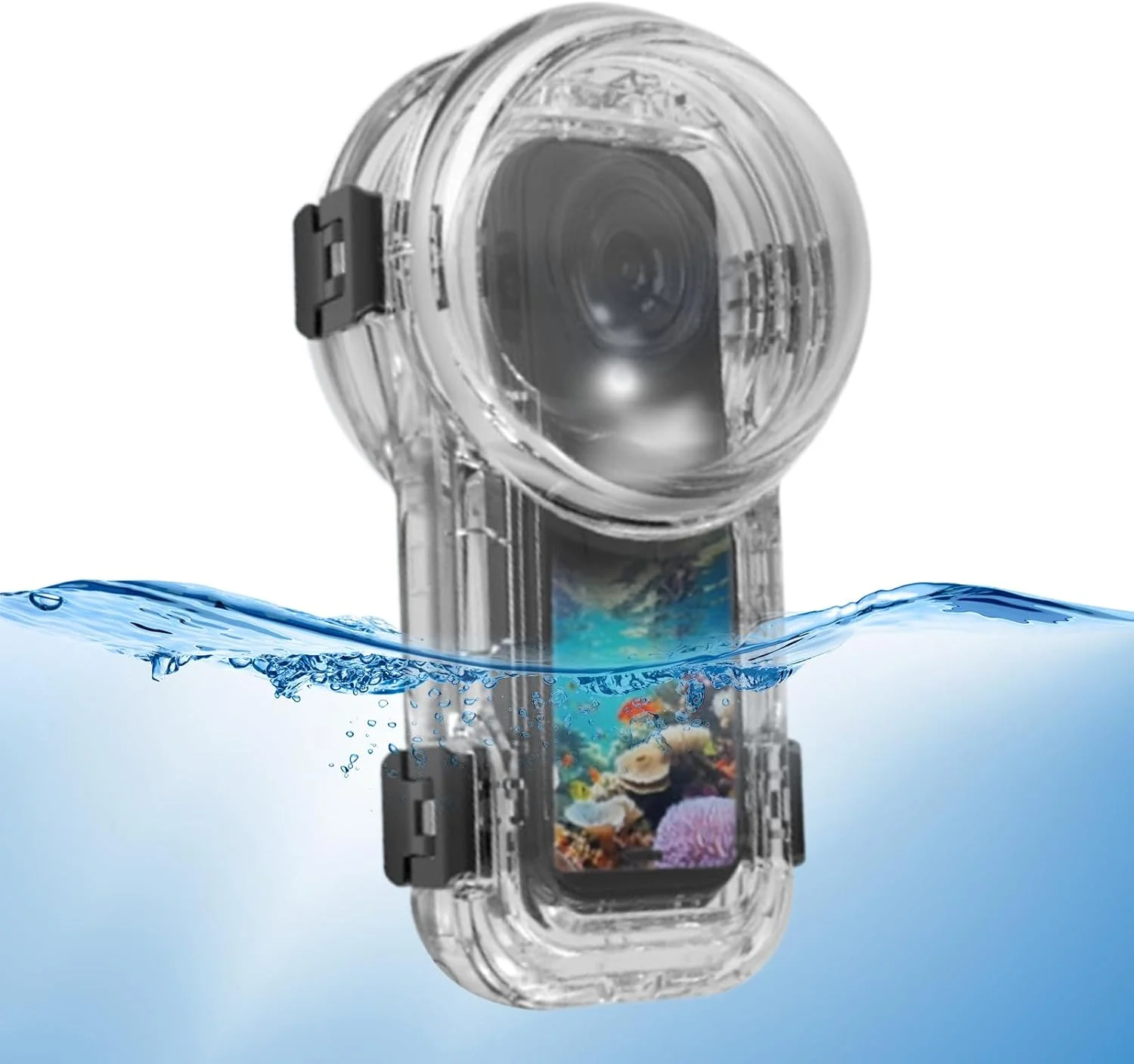 محفظه دوربین زیر آب، قاب محافظ عکاسی 15.4x8.9x8.4 سانتی متر، محافظت ضد آب تا عمق 60 متر، دارای درج ضد مه، مشکی شفاف، مناسب غواصی و شنا محفظه دوربین زیر آب، قاب محافظ عکاسی 15.4x8.9x8.4 سانتی متر، محافظت ضد آب تا عمق 60 متر، دارای درج ضد مه، مشکی شفاف، مناسب غواصی و شنا