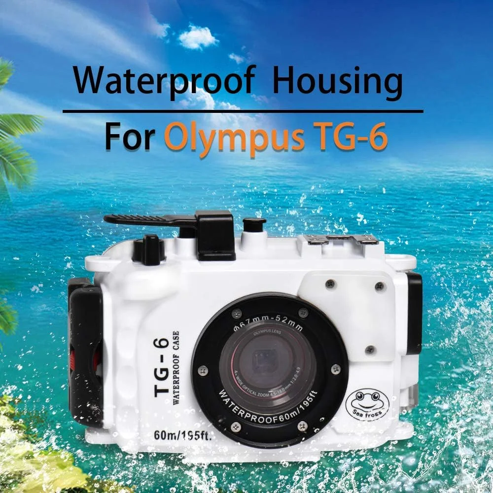 محفظه ضد آب Seafrog WPC-TG6 برای غواصی در زیر آب تا عمق 60 متر، مناسب برای دوربین های Olympus TG-6، سفید (محفظه + فیلتر قرمز)