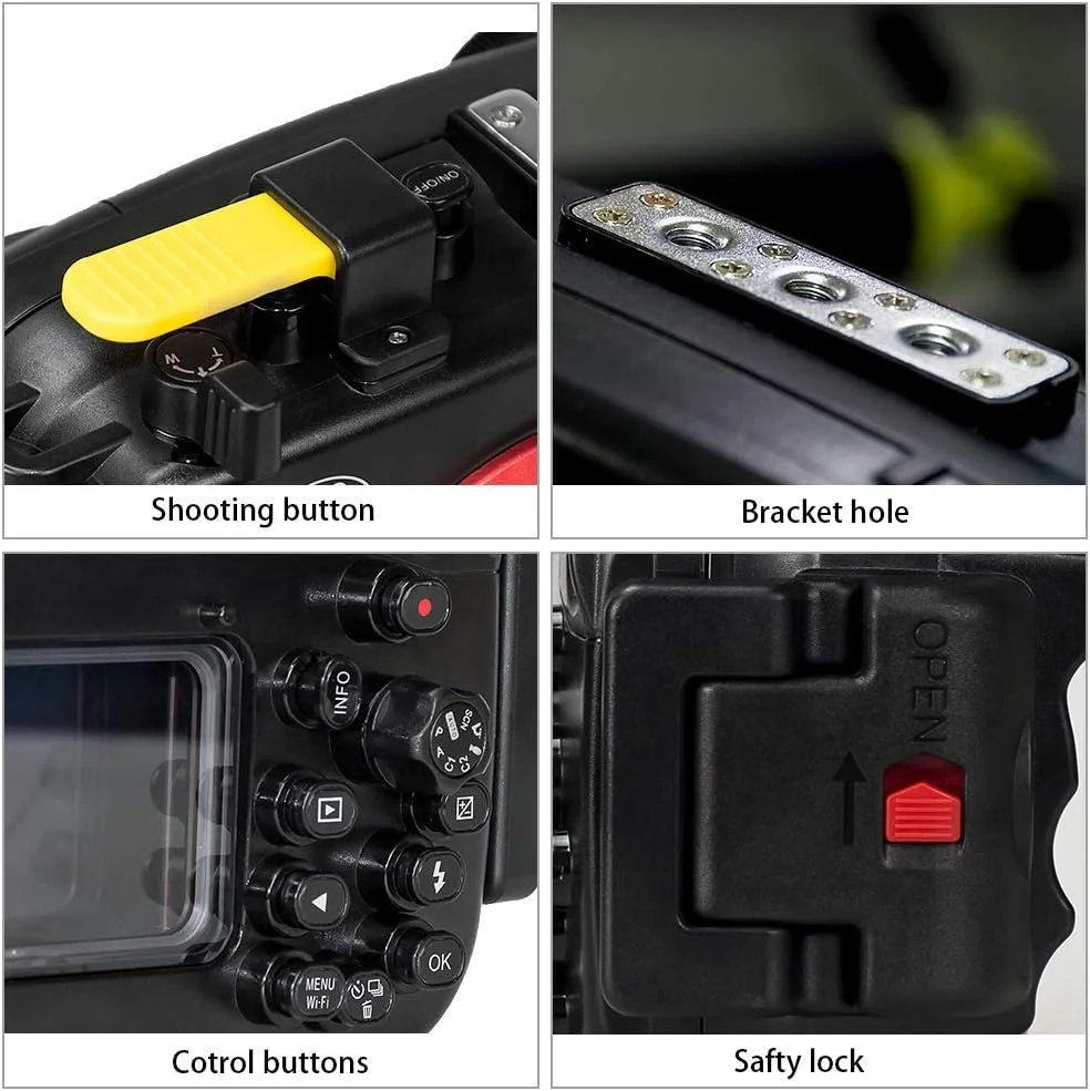 محفظه ضد آب Seafrogs WPC-TG5، مناسب غواصی در عمق 60 متری، سازگار با دوربین های Olympus TG-5 (محفظه + فیلتر قرمز)