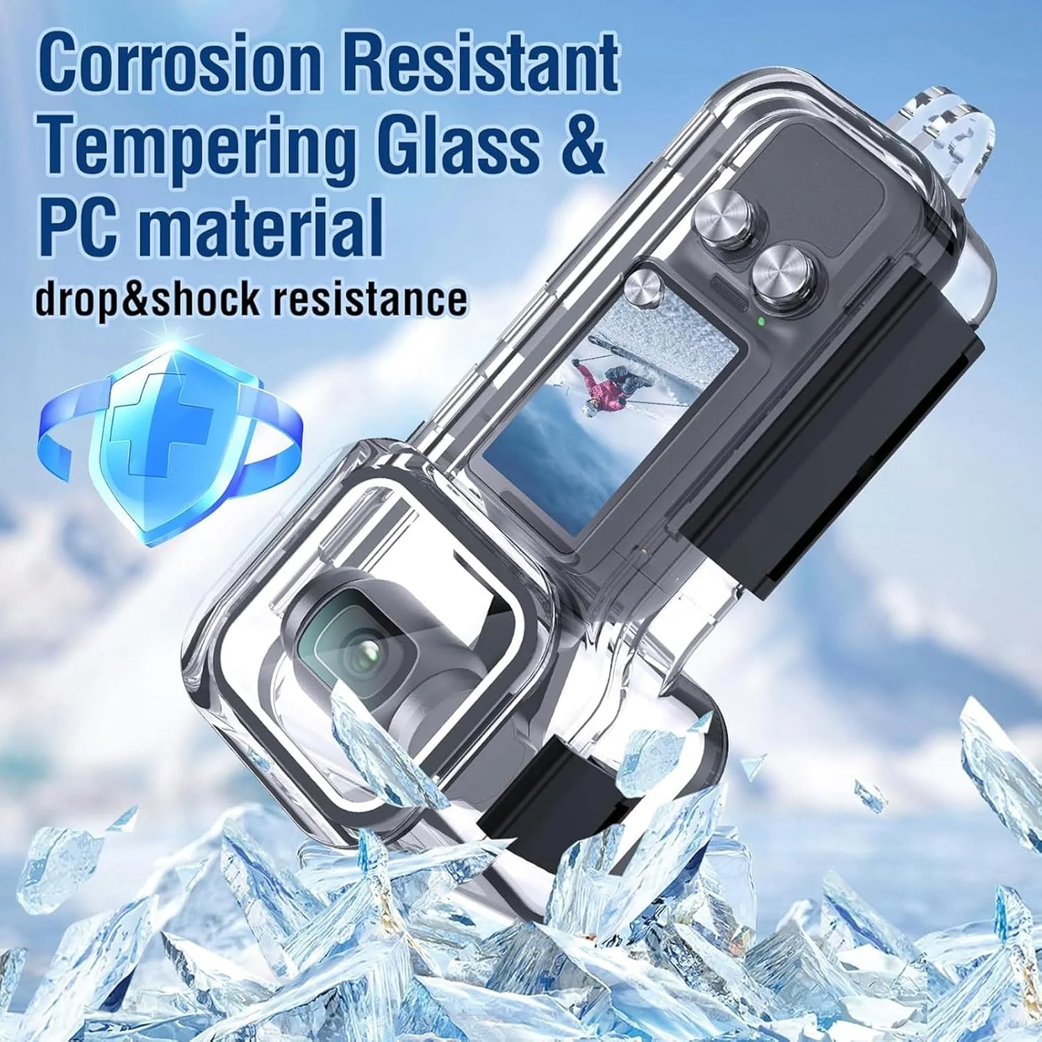 محفظه ضد آب برای دوربین اکشن - محفظه محافظ صفحه لمسی 45 متری زیر آب - لوازم جانبی دوربین غواصی